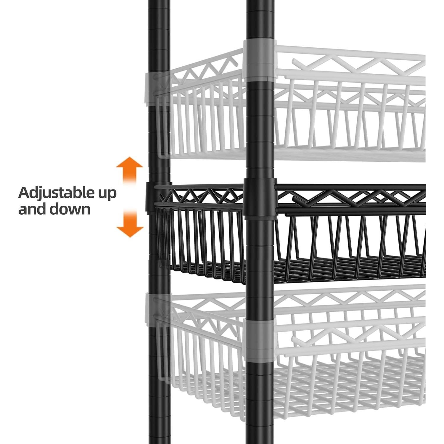 Estante de Almacenamiento SINGAYE 6 Niveles Negro Ajustable