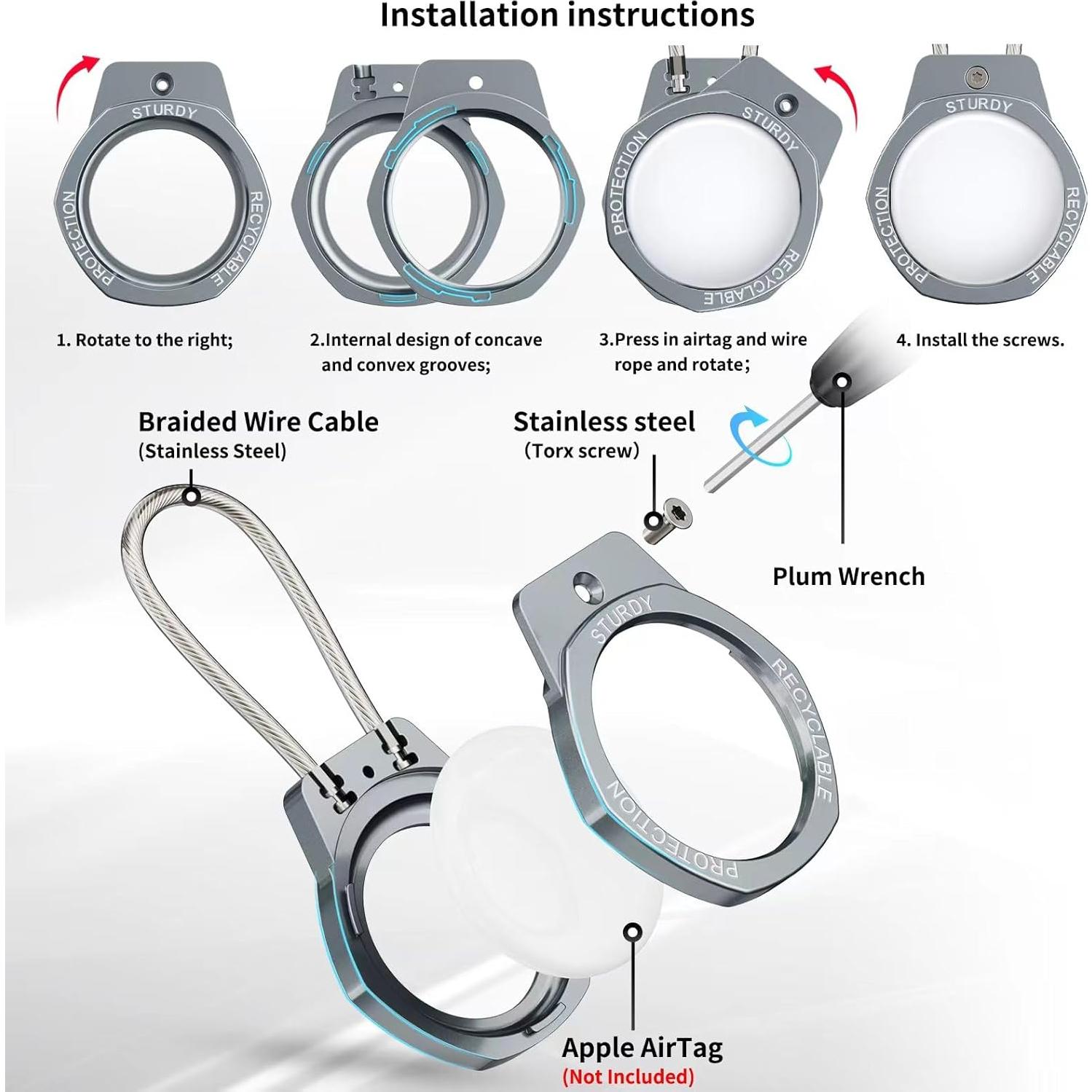 Airtag Keychain Holder Aluminum-Compatible with Apple AirTag Tracker,with Keychain Airtag Holder for Case，Suitable for Luggage, Keys, Backpacks, Pets, etc.(Coffee)