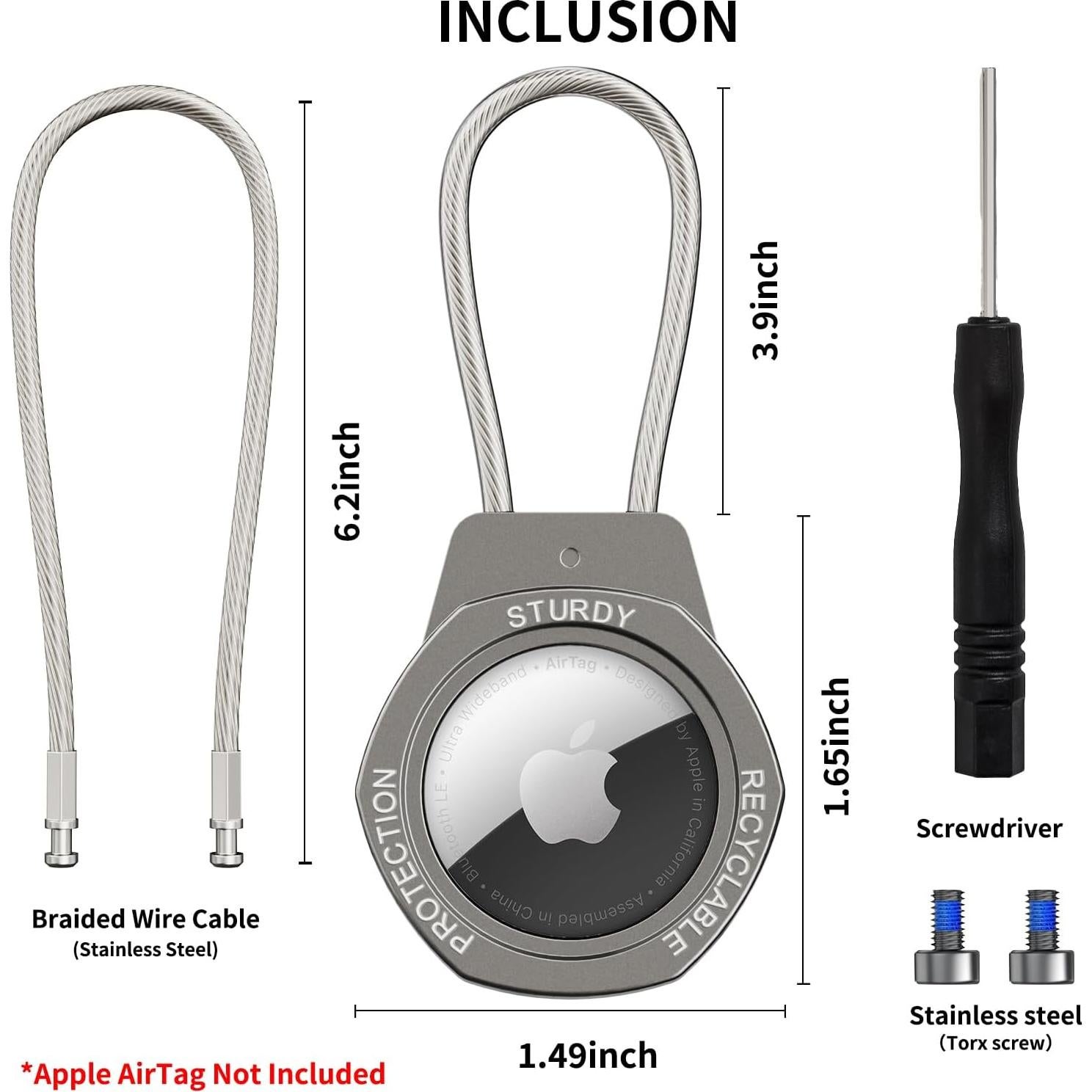 Airtag Keychain Holder Aluminum-Compatible with Apple AirTag Tracker,with Keychain Airtag Holder for Case，Suitable for Luggage, Keys, Backpacks, Pets, etc.(Coffee)