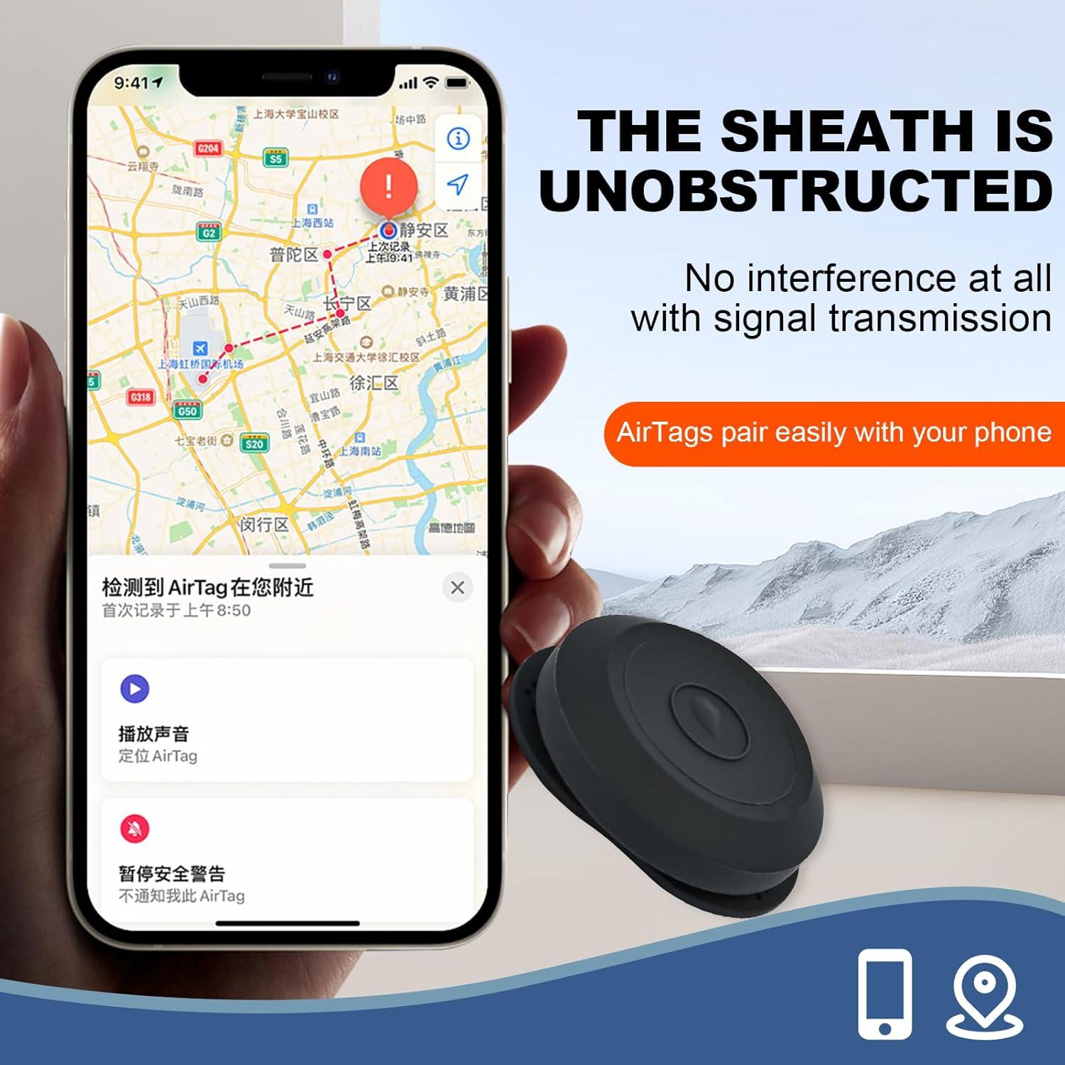 AirTag Dust-Proof Protective Case Waterproof Silicon Cover for AirTag Tracking Device Secure Sticker for Valuables Remote Controls Phones GPS Item Finders Accessories (2 Pcs Black)