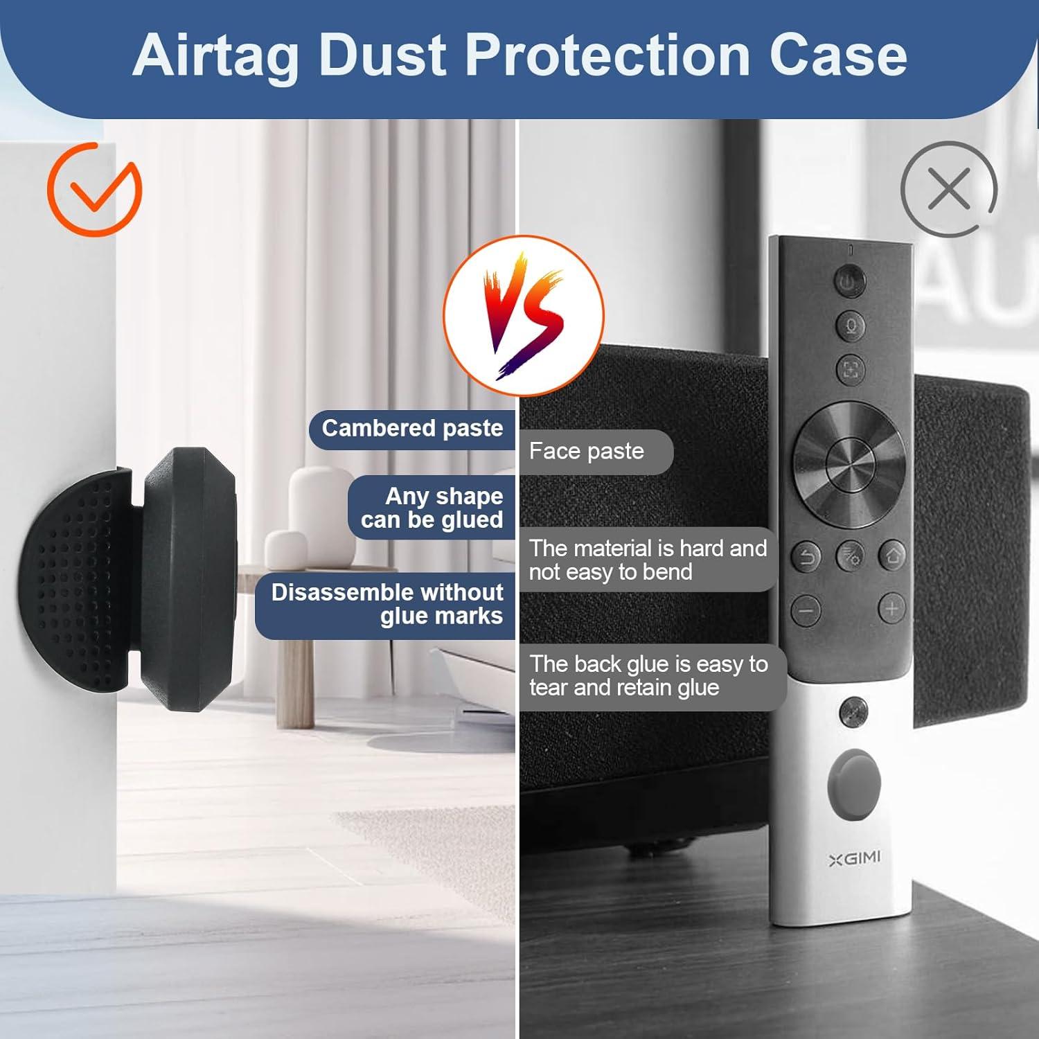 AirTag Dust-Proof Protective Case Waterproof Silicon Cover for AirTag Tracking Device Secure Sticker for Valuables Remote Controls Phones GPS Item Finders Accessories (2 Pcs Black)