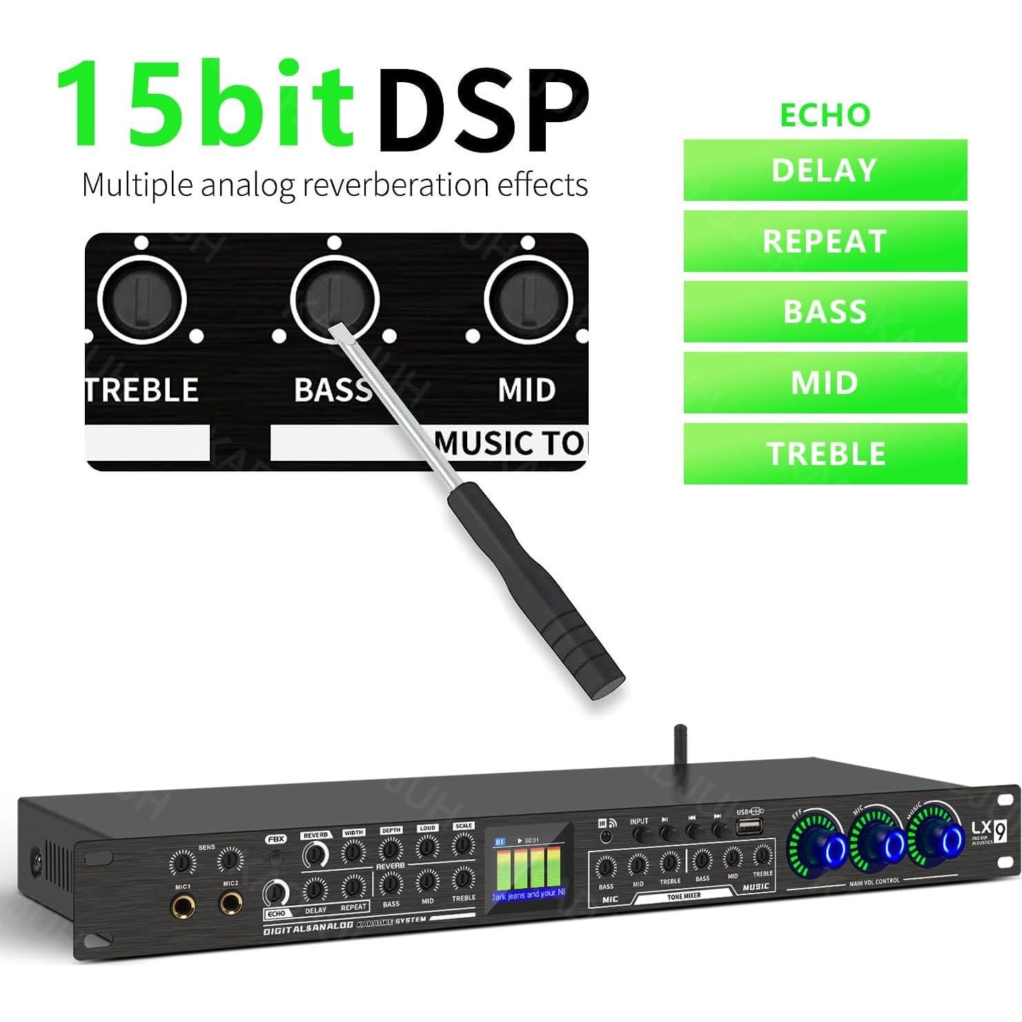 Procesador de Audio Digital LX9 KTV 5 Entradas USB Bluetooth