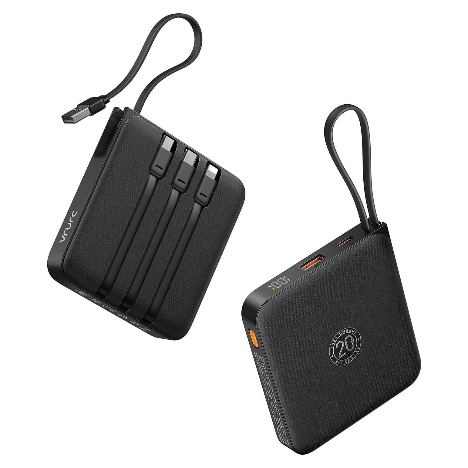 Cargador Portátil VRURC 20000mAh Carga Rápida 22.5W Negro