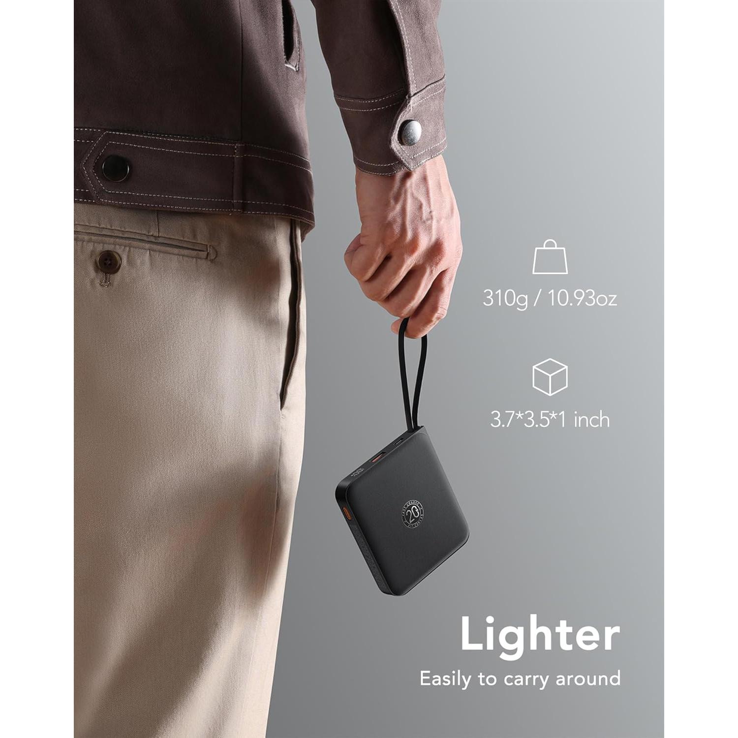 Cargador Portátil VRURC 20000mAh Carga Rápida 22.5W Negro