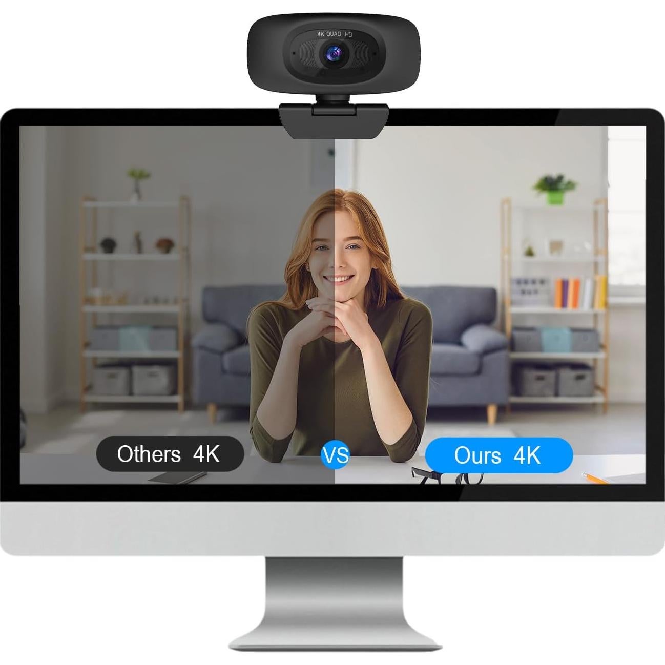 Cámara Web 4K Combess con Micrófono y Cubierta Privacidad