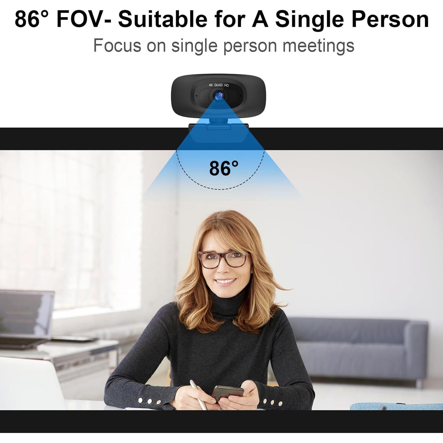 Cámara Web 4K Combess con Micrófono y Cubierta Privacidad