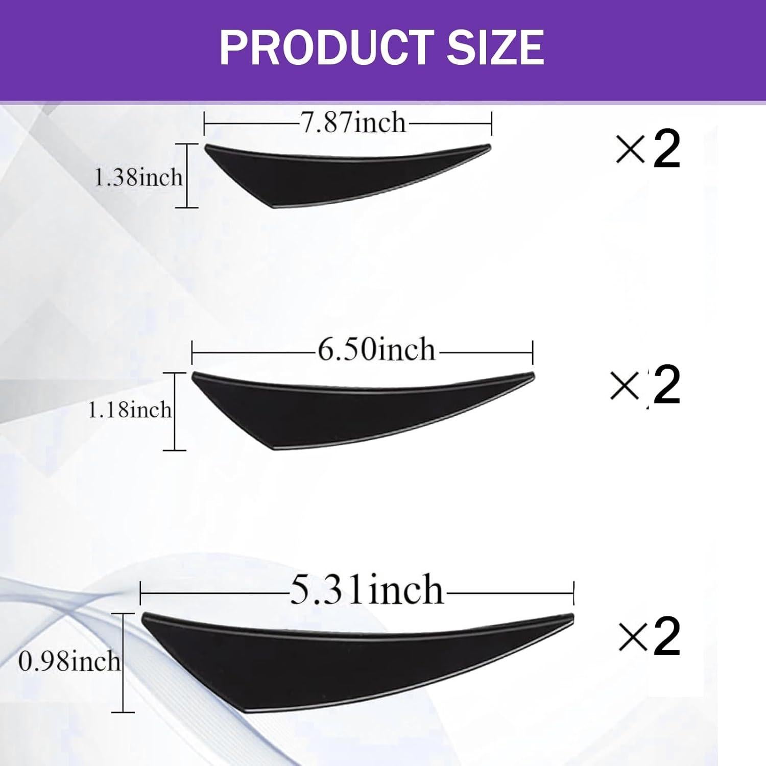 Kit 6 Canards Spoiler Coche Jewkot KOTZST902BL-6PS Negro