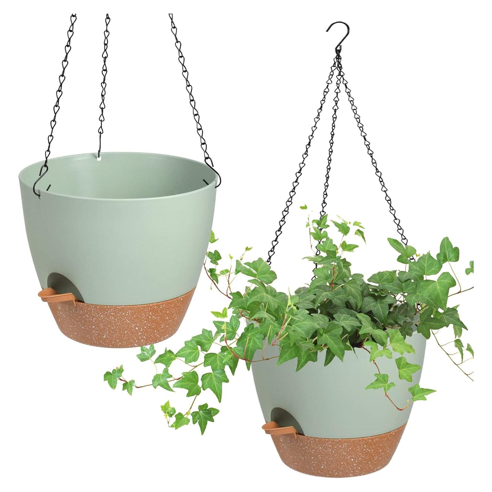 Macetas Colgantes Vanslogreen 20 cm Autorriego Verde 2 Pzas