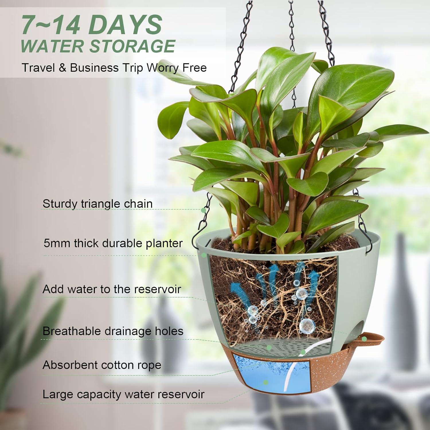 Macetas Colgantes Vanslogreen 20 cm Autorriego Verde 2 Pzas