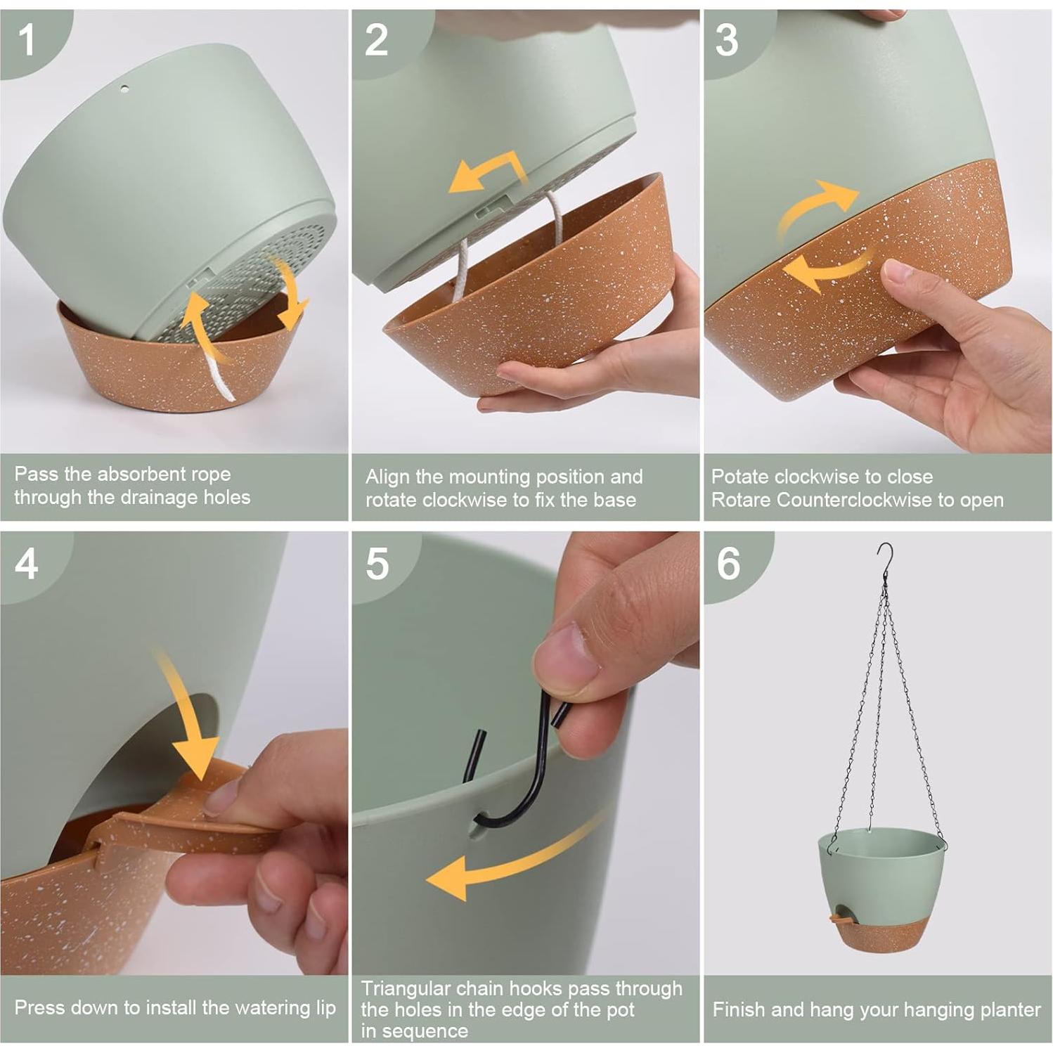 Macetas Colgantes Vanslogreen 20 cm Autorriego Verde 2 Pzas