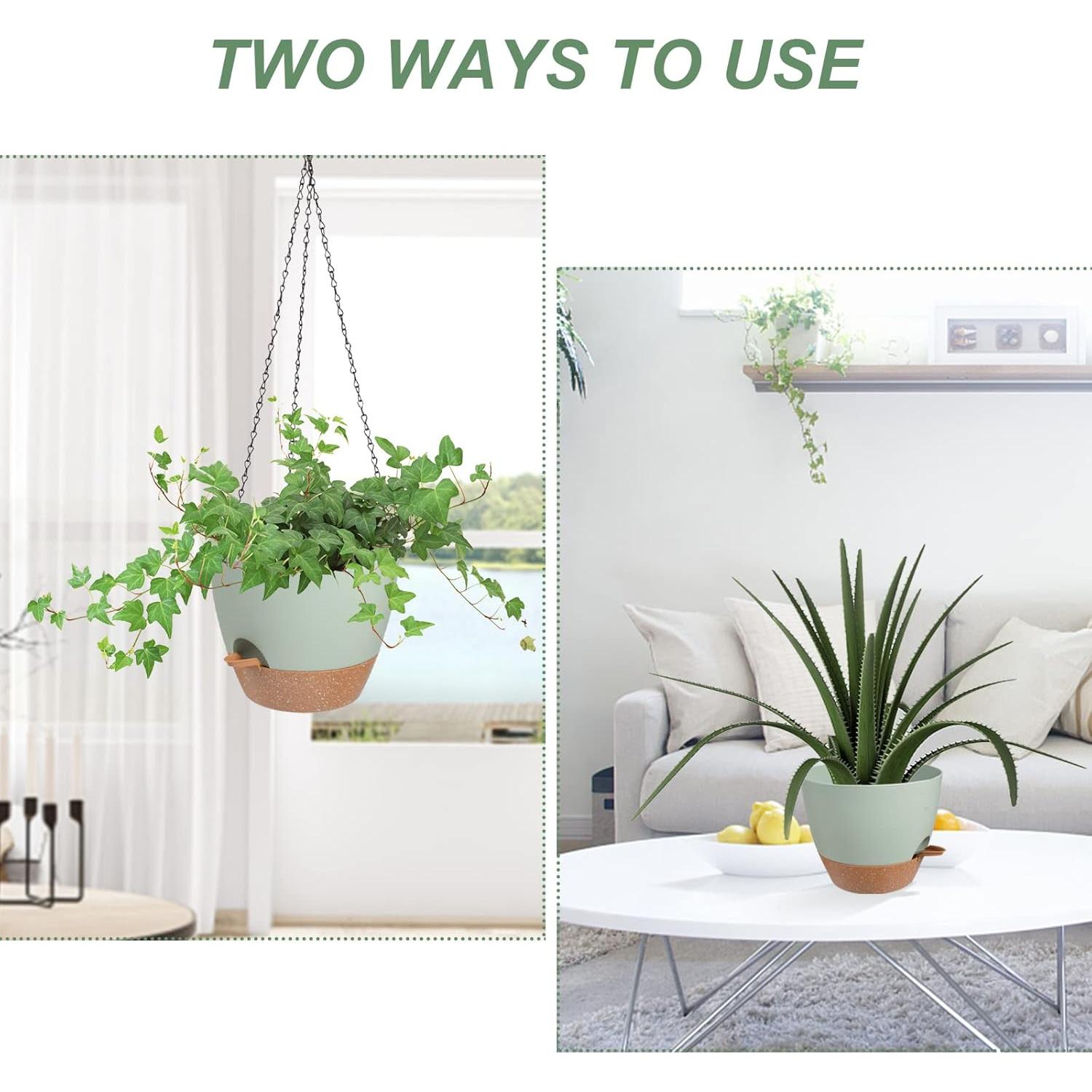 Macetas Colgantes Vanslogreen 20 cm Autorriego Verde 2 Pzas