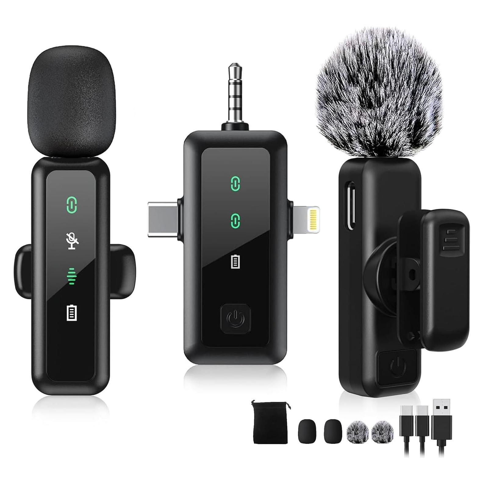 Micrófono Lavalier Inalámbrico JICIFU 3 en 1 para iPhone/Android