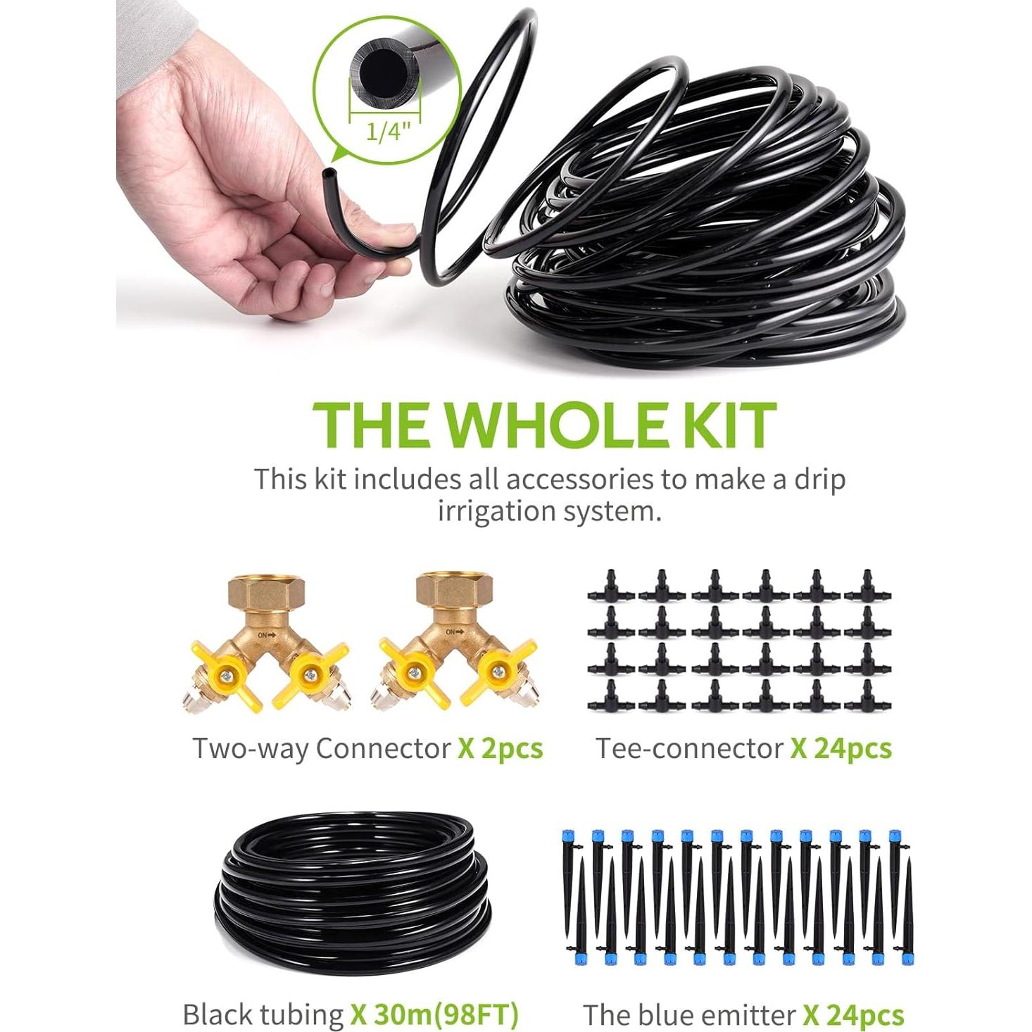 Kit de Riego por Goteo HIRALIY 30M Automático para Jardín