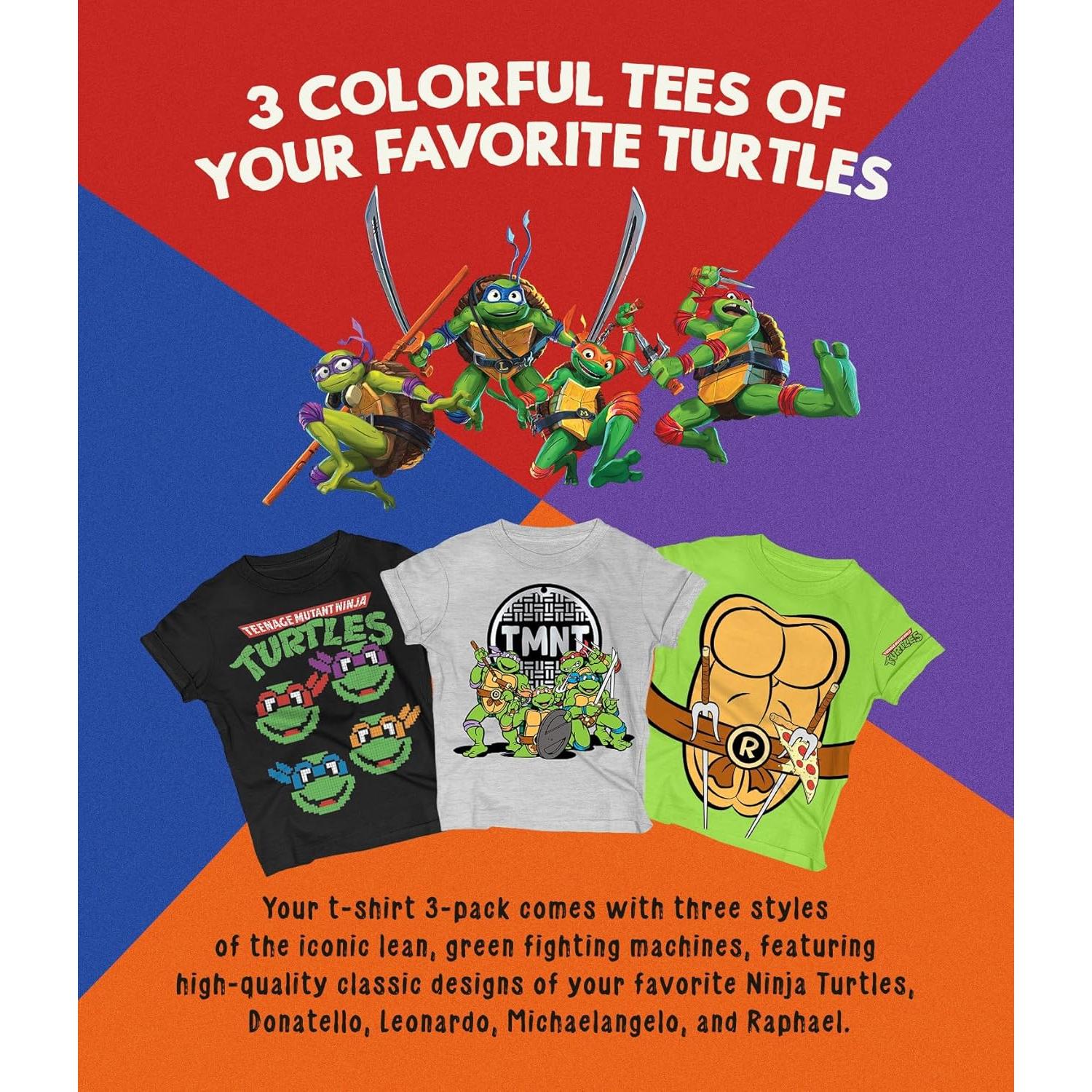 Camisetas Tortugas Ninja TMNT 3 Piezas Niños 2T Verde