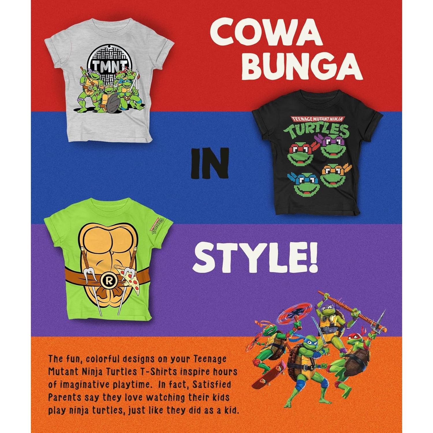 Camisetas Tortugas Ninja TMNT 3 Piezas Niños 2T Verde