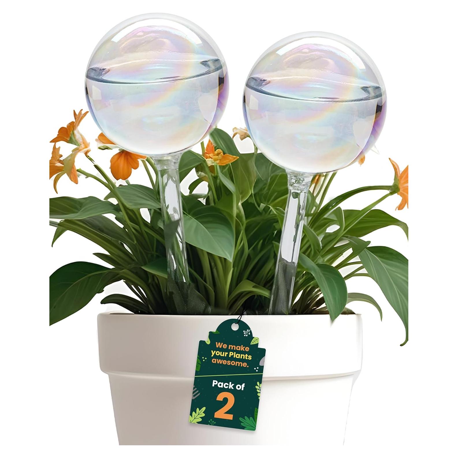 Esferas de Riego Autorriego Vidrio Iridiscentes 2 Pcs 20 cm