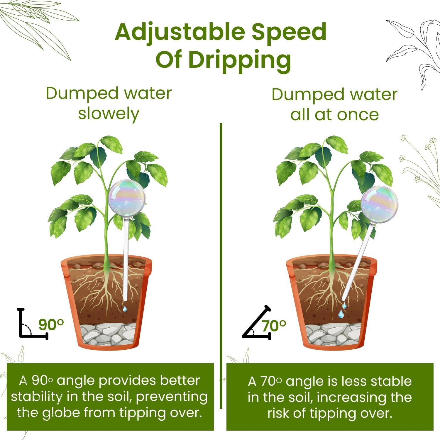 Esferas de Riego Autorriego Vidrio Iridiscentes 2 Pcs 20 cm