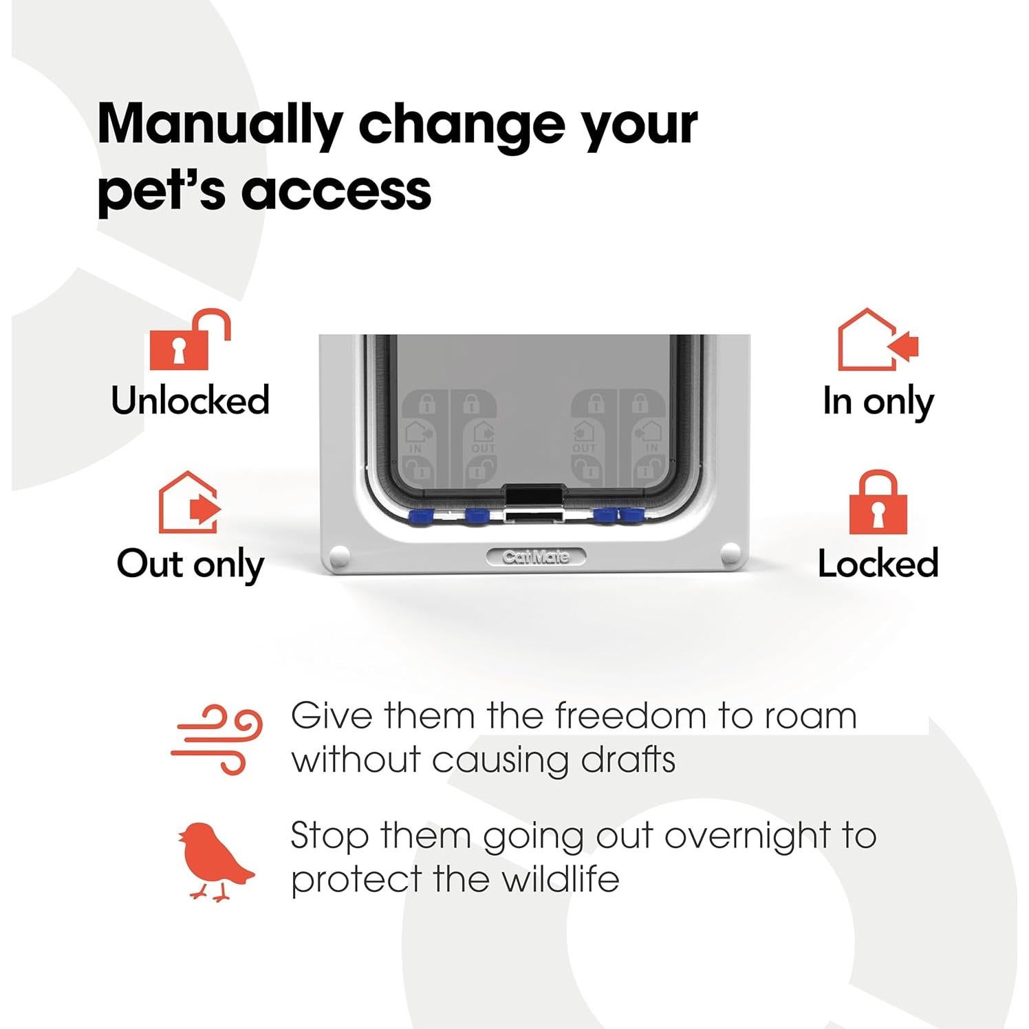 Puerta para Gato Grande Cat Mate 4 Vías Bloqueo Blanca