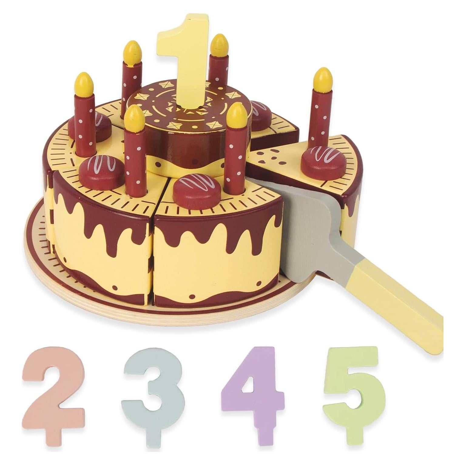 Pastel de Cumpleaños de Madera WoodenEdu para Niños 1-4 Años