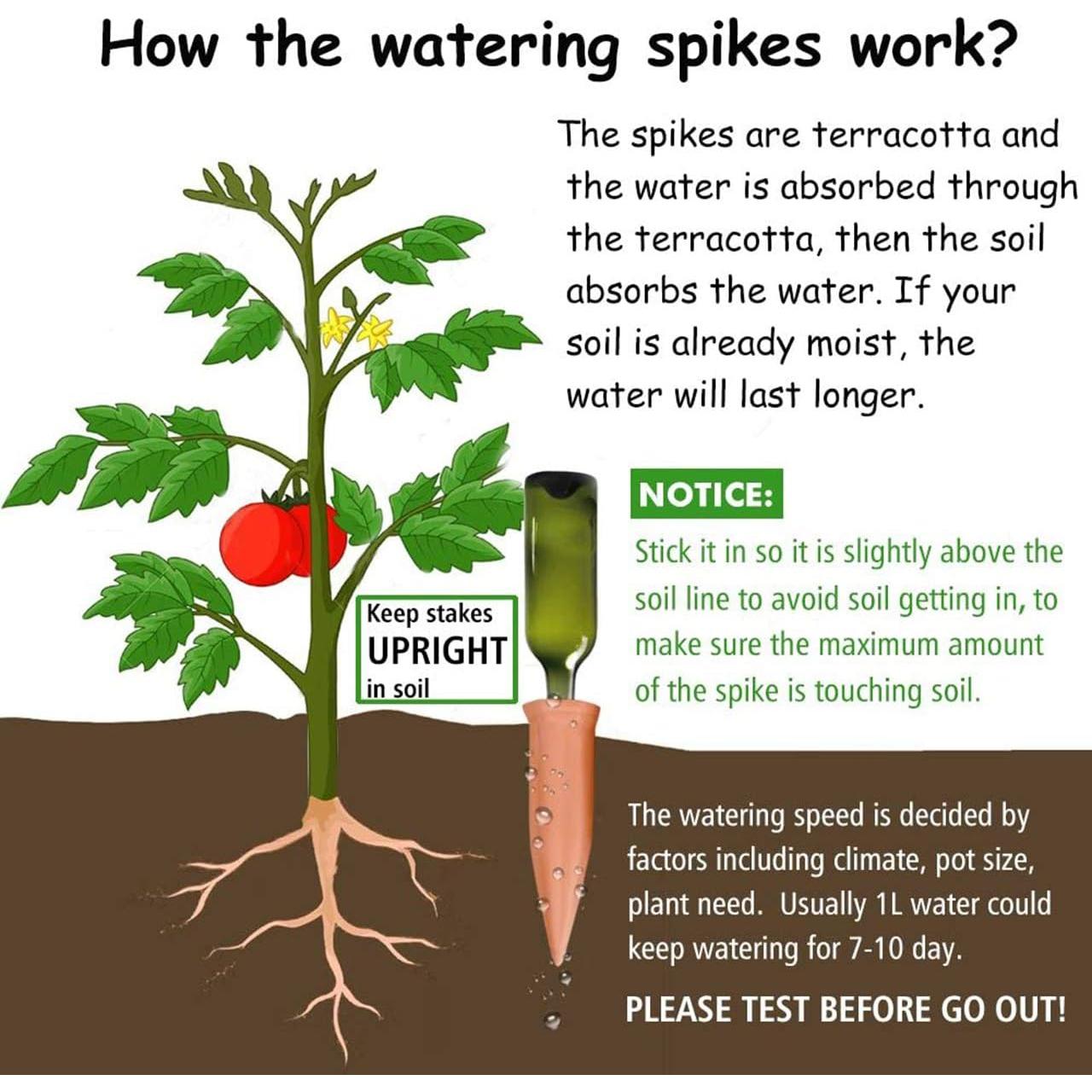 Estacas de Riego de Terracota Sconi - Paquete de 6 Unidades