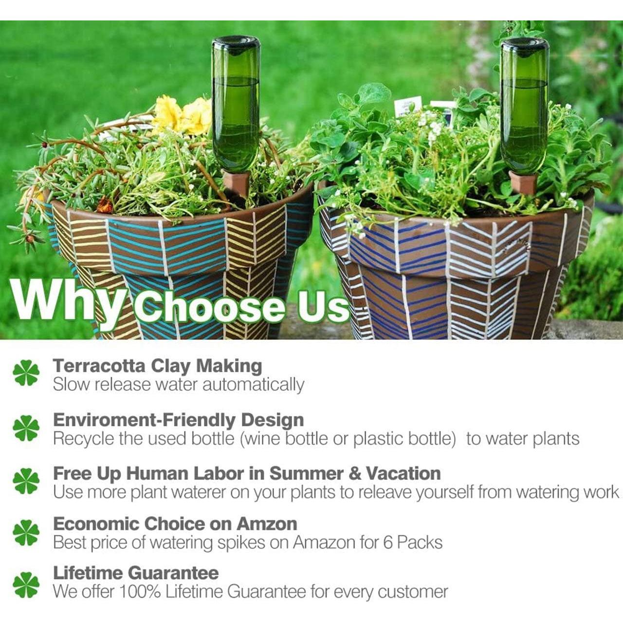 Estacas de Riego de Terracota Sconi - Paquete de 6 Unidades