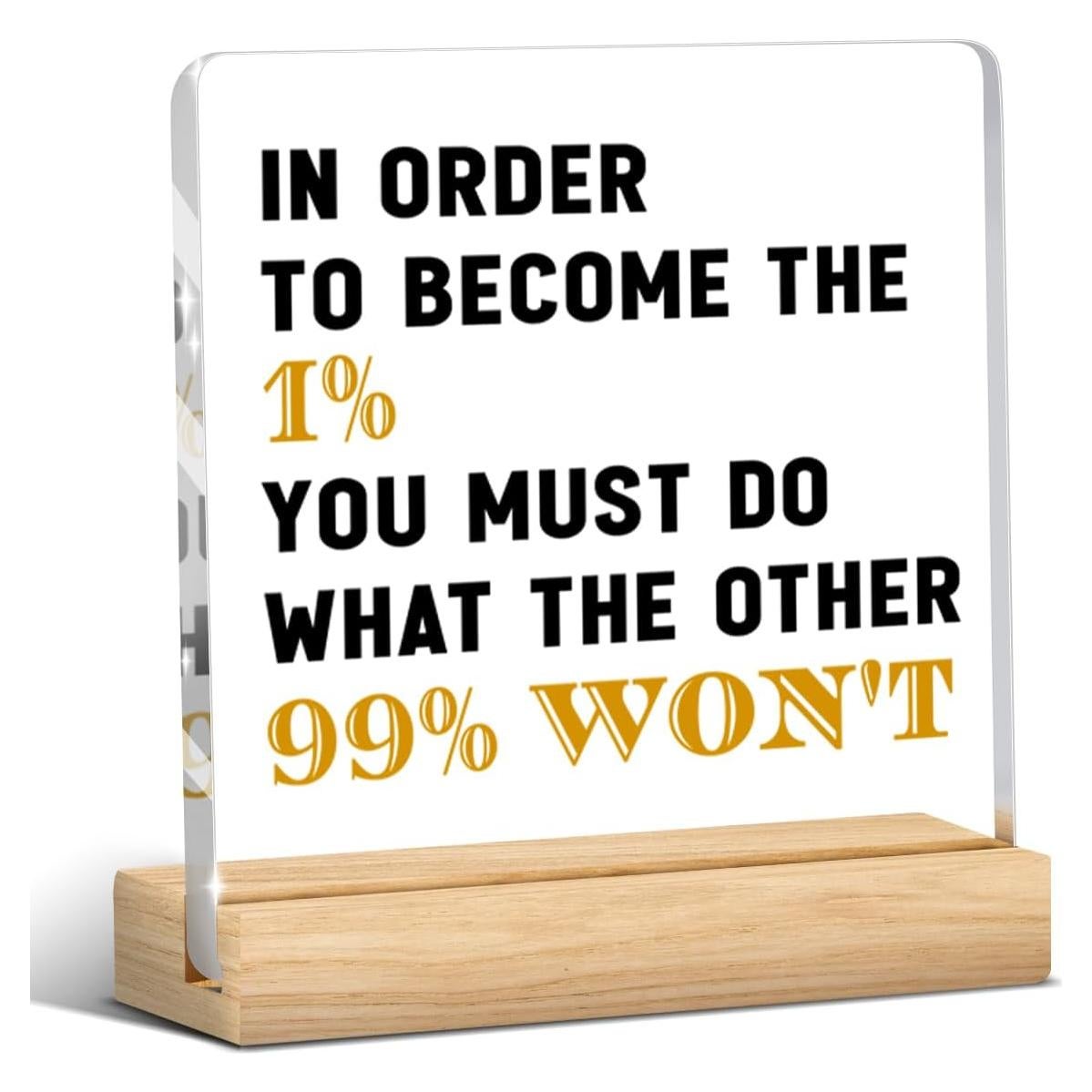 Letrero Acrílico Inspirador HTBIG 10.16x10.16 cm con Base de Madera