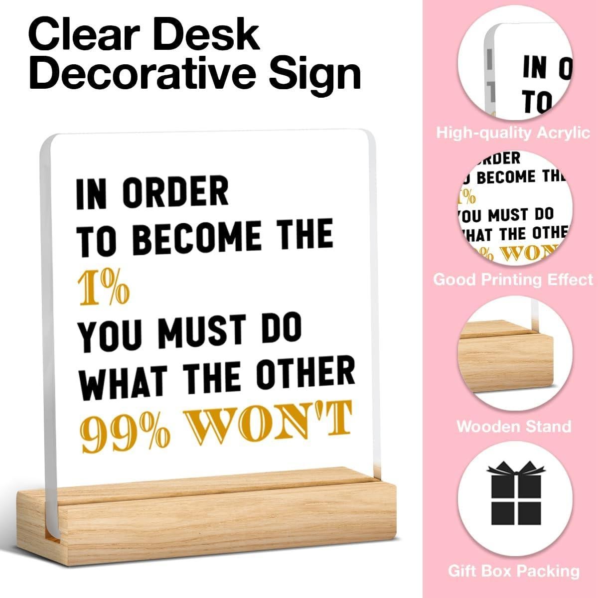 Letrero Acrílico Inspirador HTBIG 10.16x10.16 cm con Base de Madera