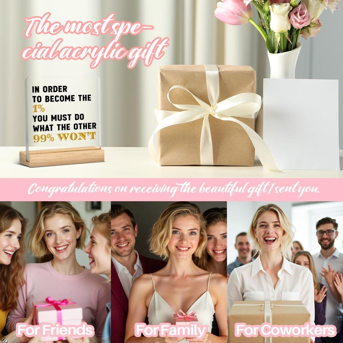 Letrero Acrílico Inspirador HTBIG 10.16x10.16 cm con Base de Madera