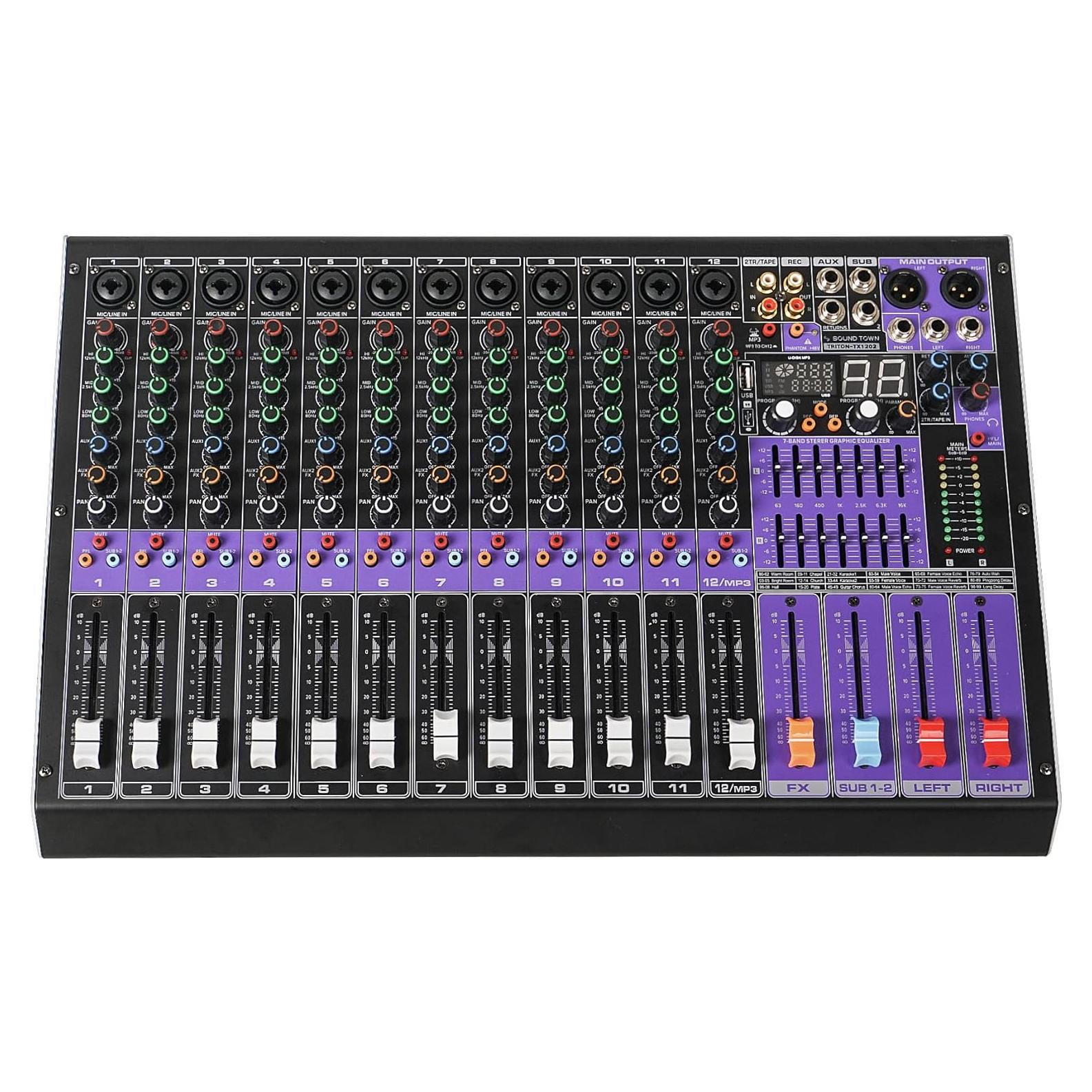 Mezclador de Audio 12 Canales Sound Town TRITON-TX1202