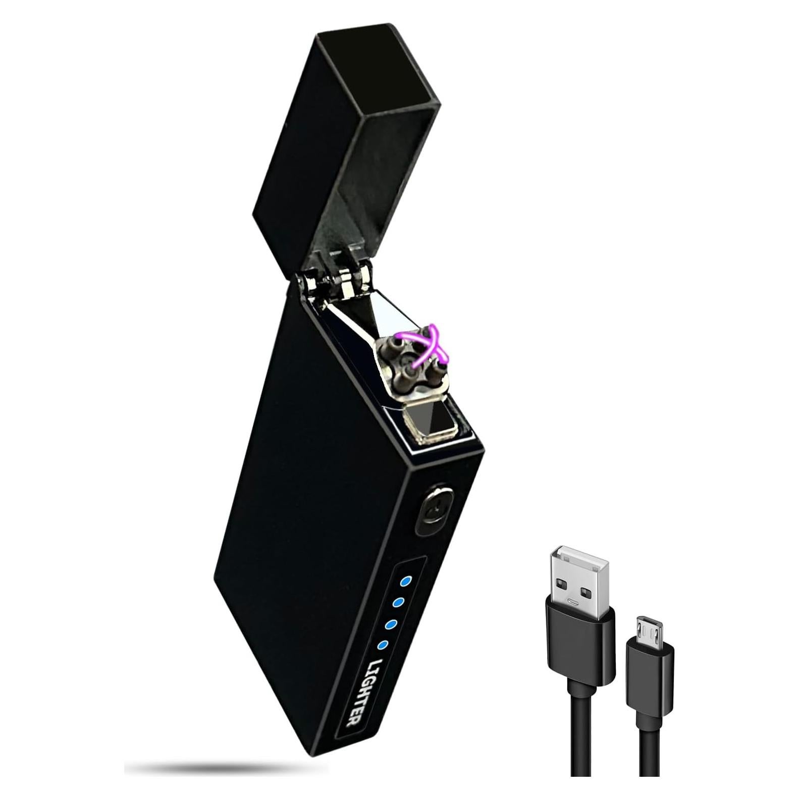 Encendedor Eléctrico Sipoe S2000 Doble Arco Recargable USB Negro