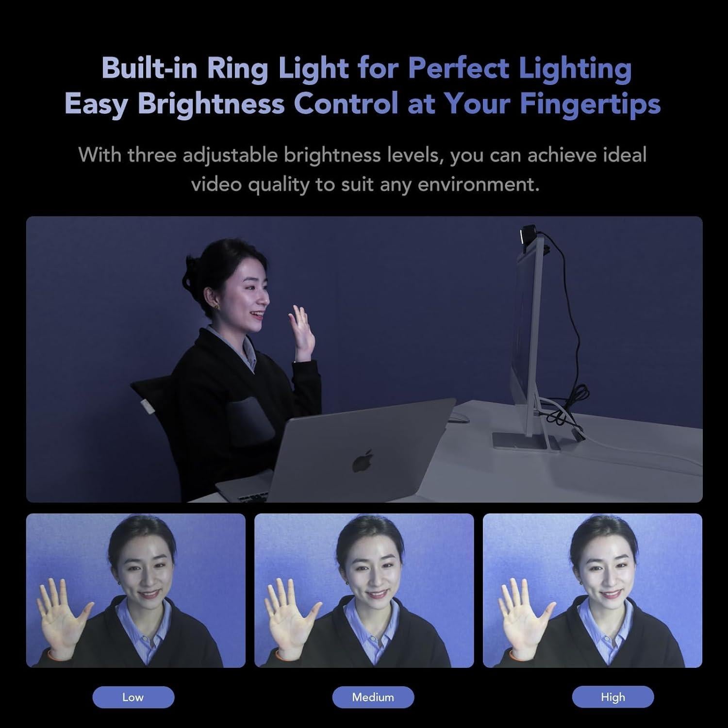 Cámara Web NUROUM V32AFL 4K con Luz y Autofoco AI