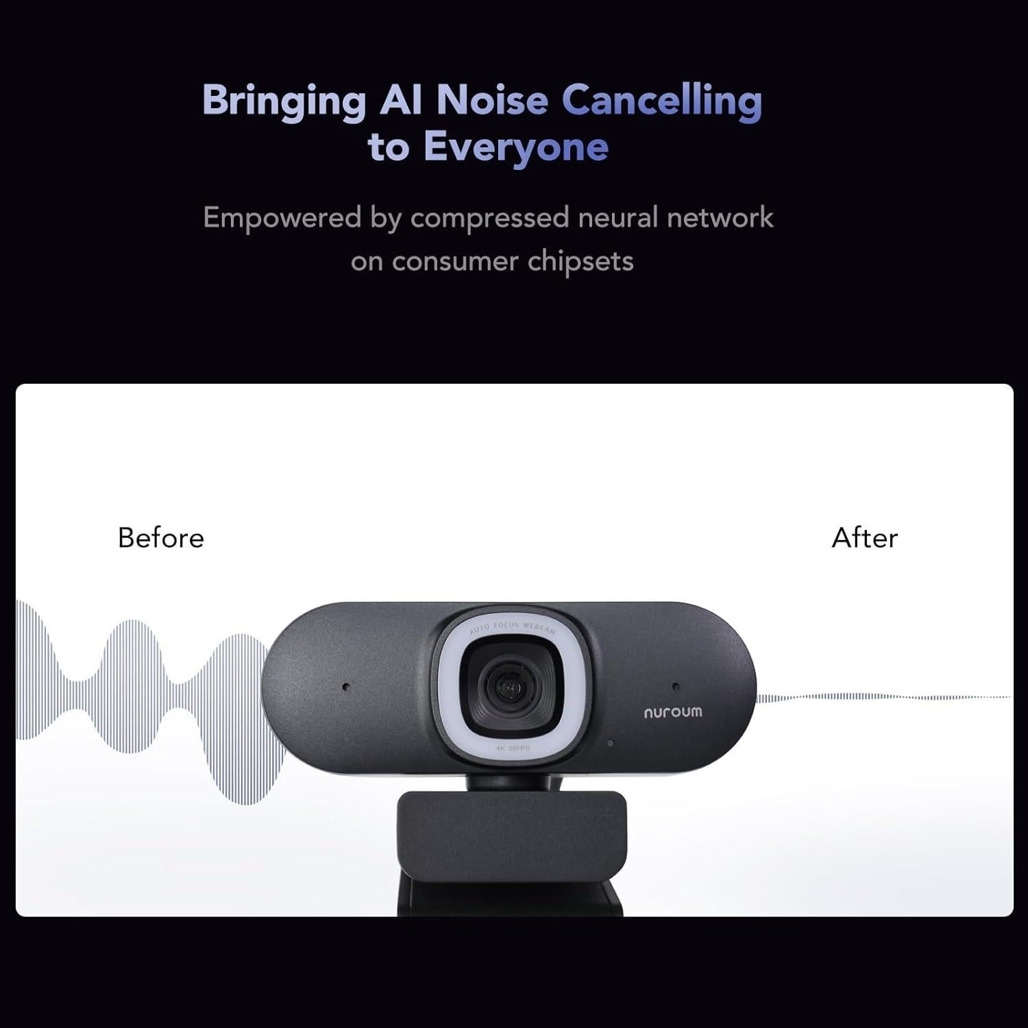 Cámara Web NUROUM V32AFL 4K con Luz y Autofoco AI