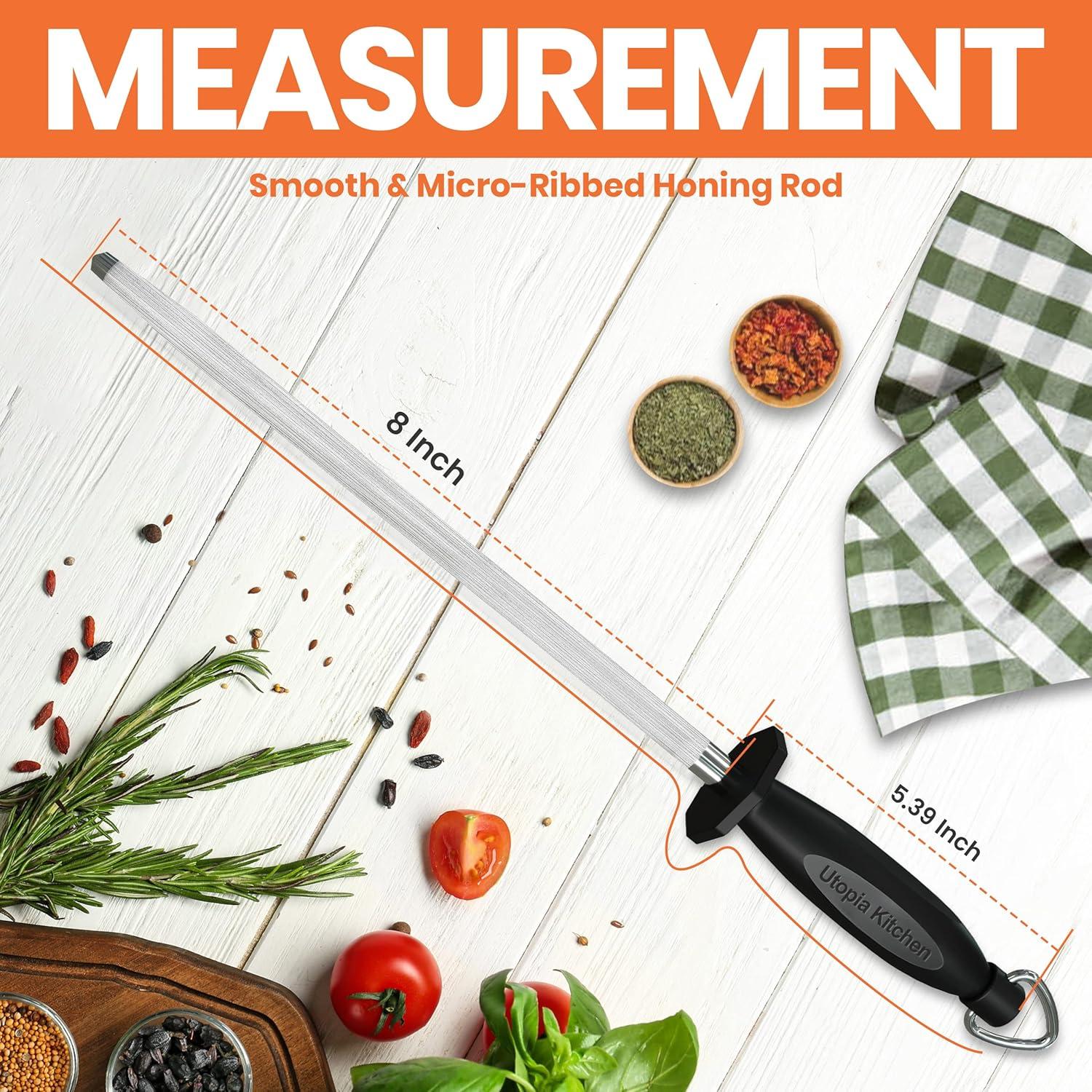 Varilla de Afilado de Cuchillos Utopia Kitchen 20.32 cm Negra