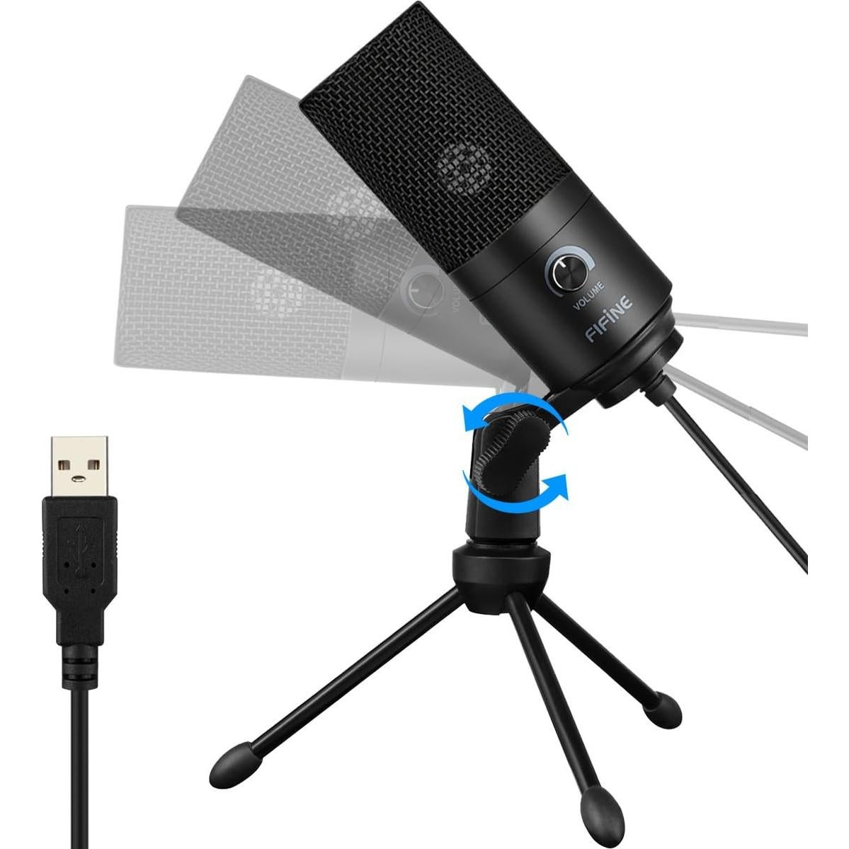 Micrófono USB FIFINE K669B Cardioide para PC y YouTube