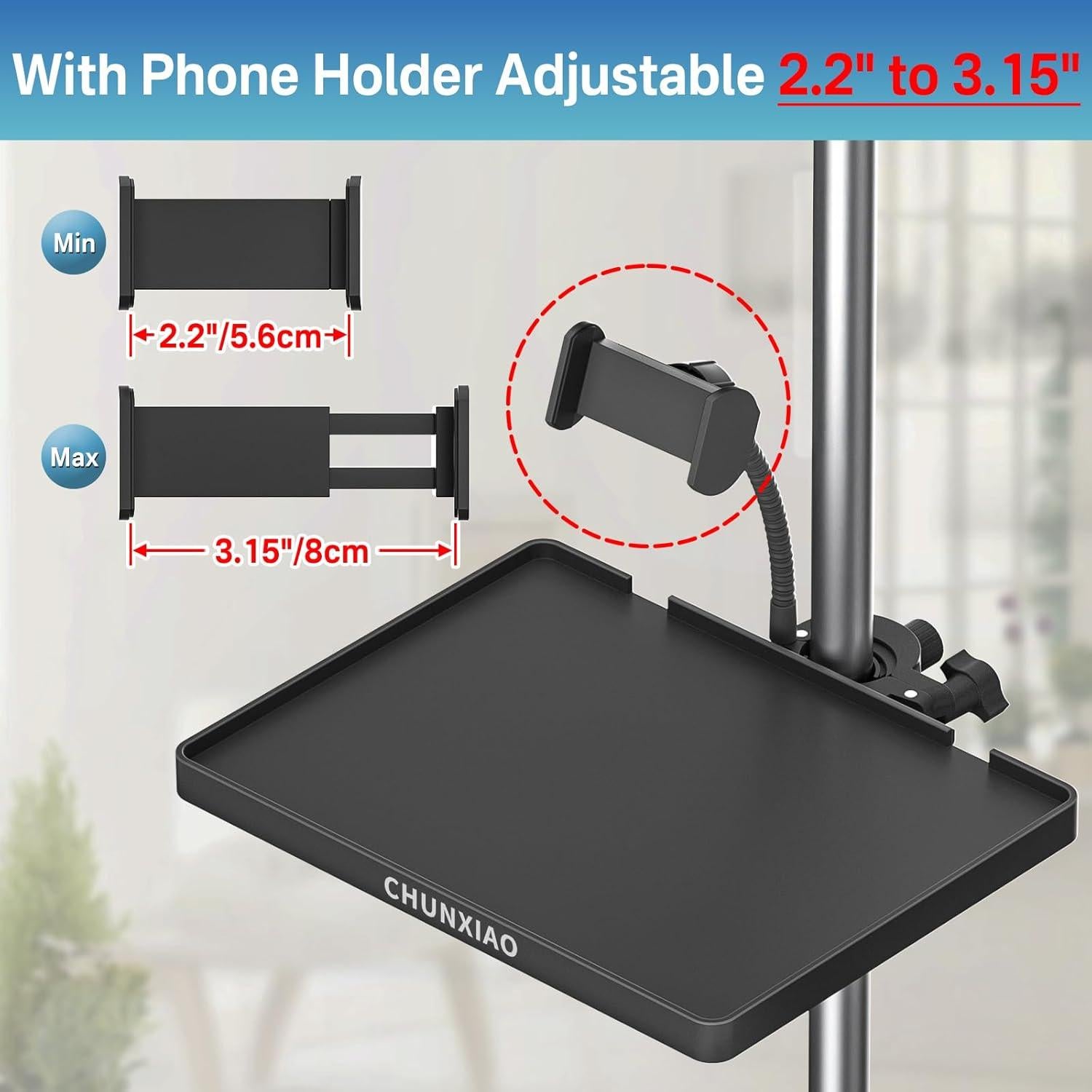 Bandeja Soporte Micrófono Chunxiao Ajustable con Soporte Teléfono