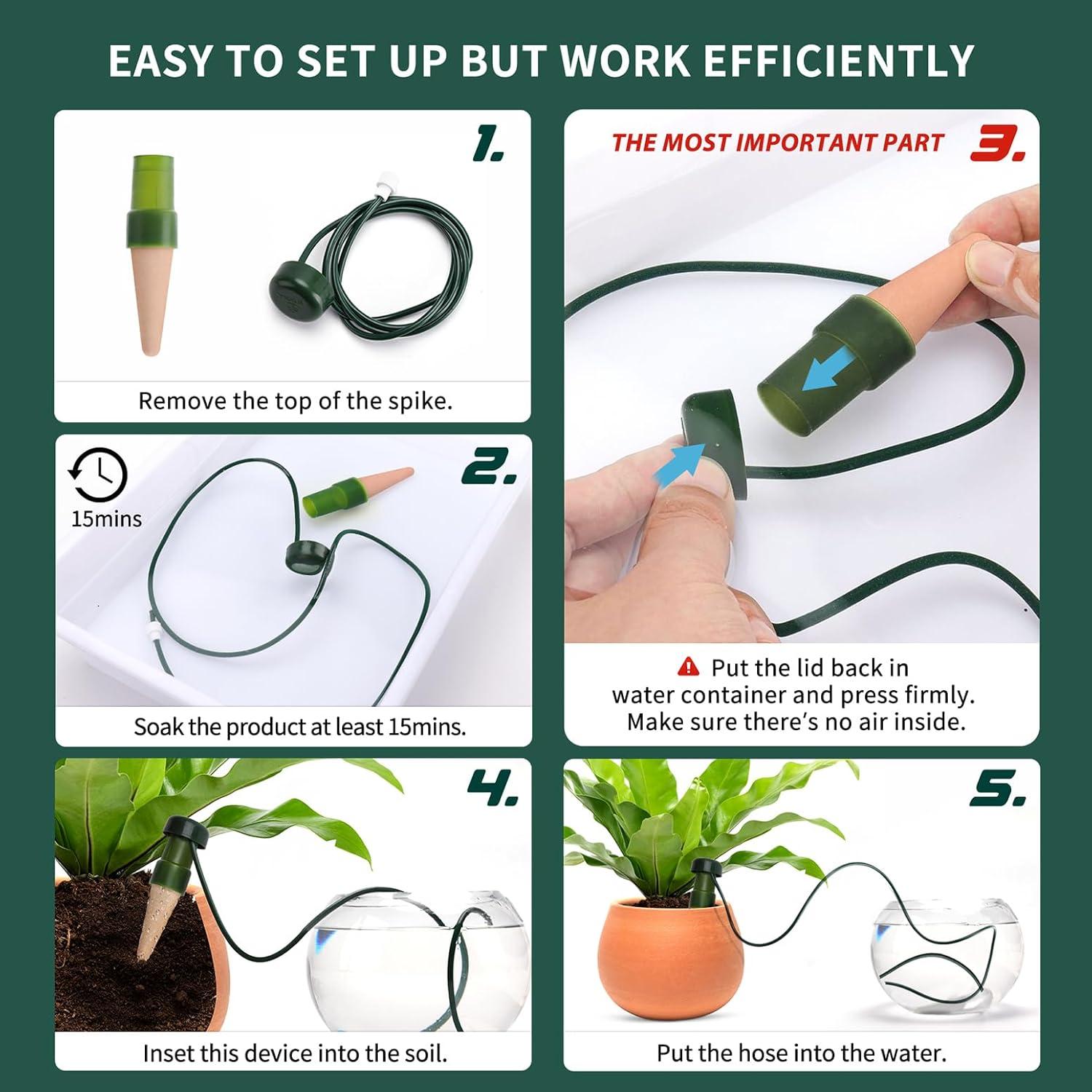 Estacas de Autorriego BYDOLL 5 Paquete Verde para Plantas