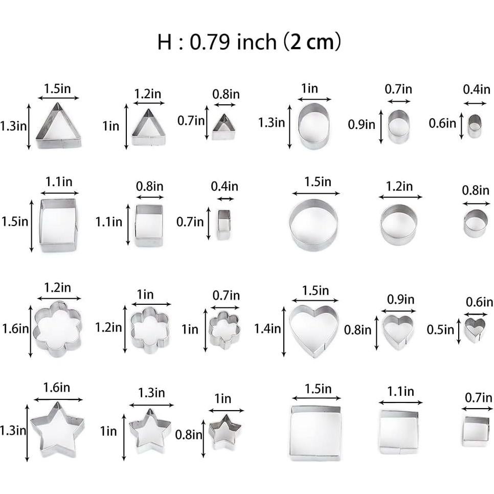 Juego de Cortadores de Galletas Mini YXCLIFE - 24 Piezas Acero Inoxidable