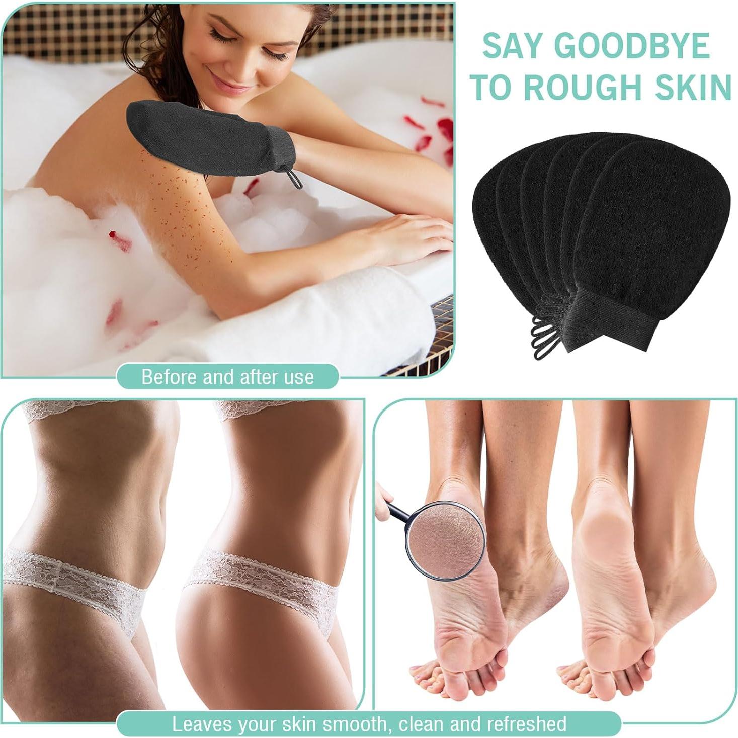 20 Guantes Exfoliantes FoldTier de Fibra Viscosa Negro 14x22cm