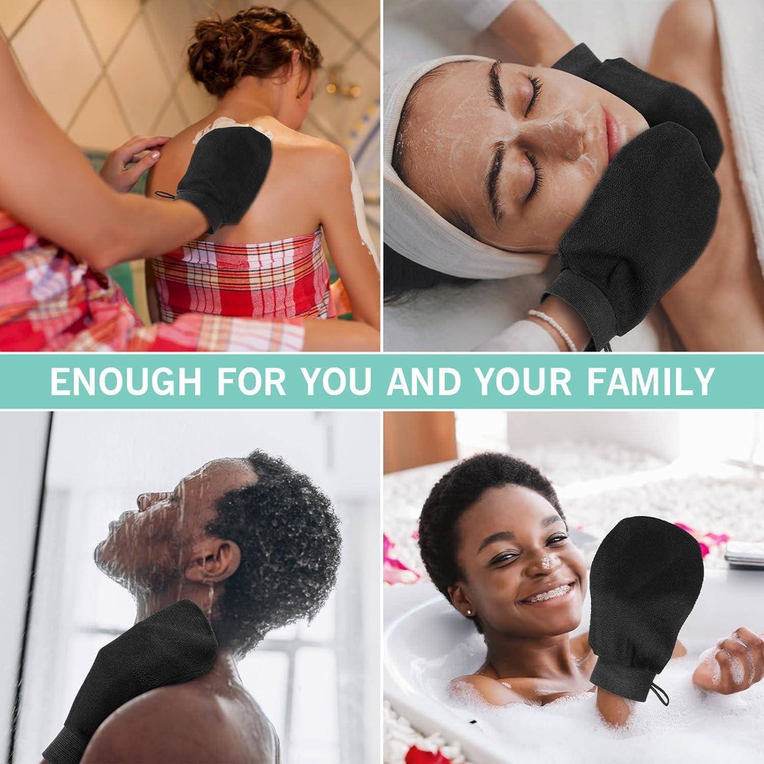 20 Guantes Exfoliantes FoldTier de Fibra Viscosa Negro 14x22cm