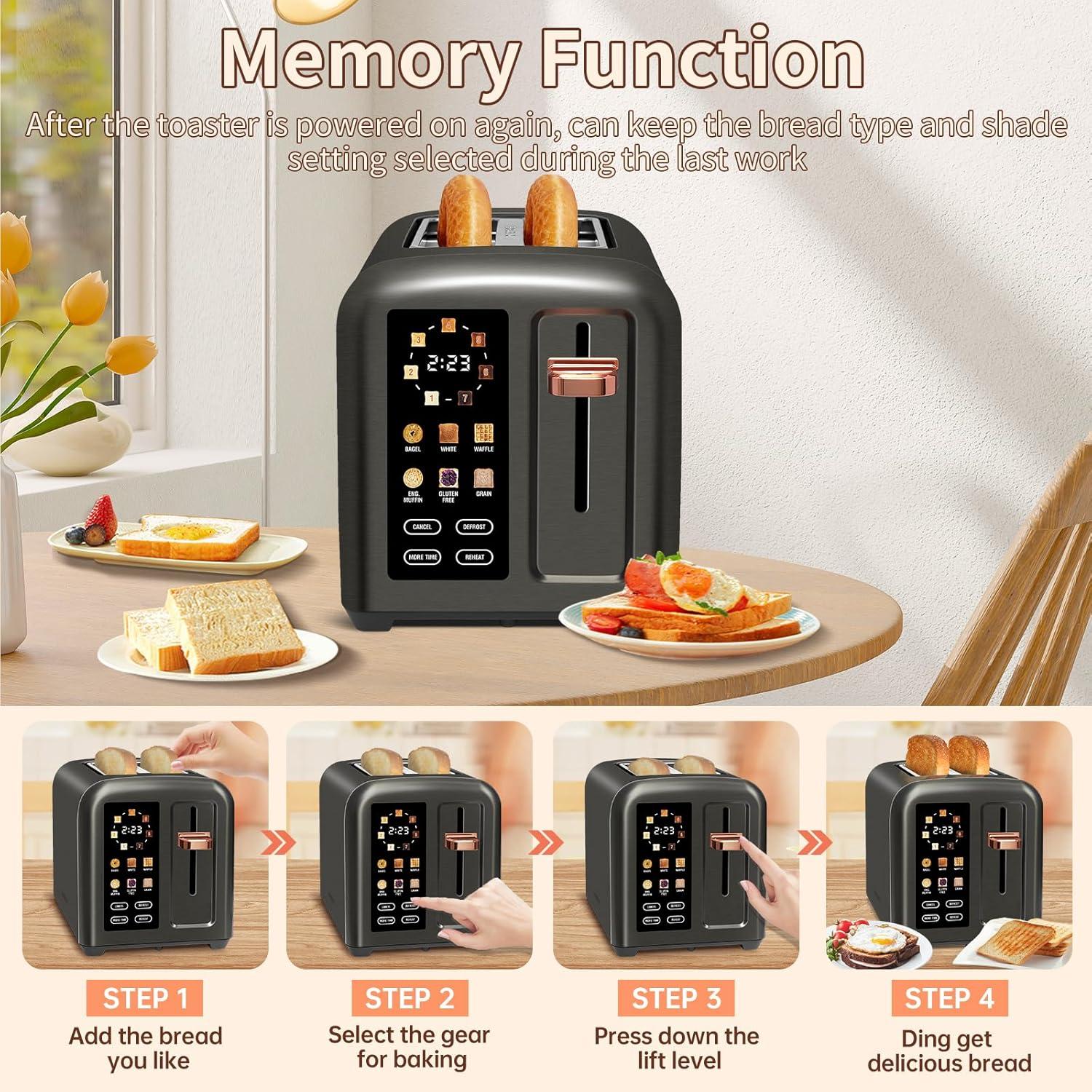 Tostadora SEEDEEM 2 Rebanadas Acero Inoxidable LCD 1350W
