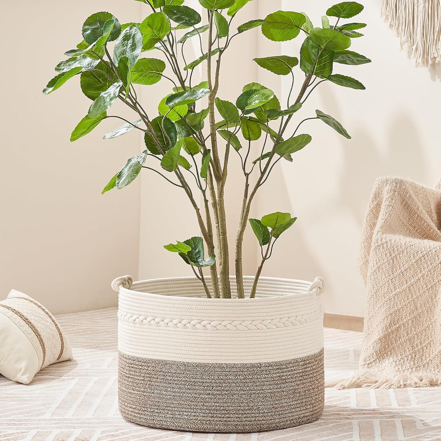 Cesta de Almacenamiento KAKAMAY 58L Algodón Beige 50.8cm