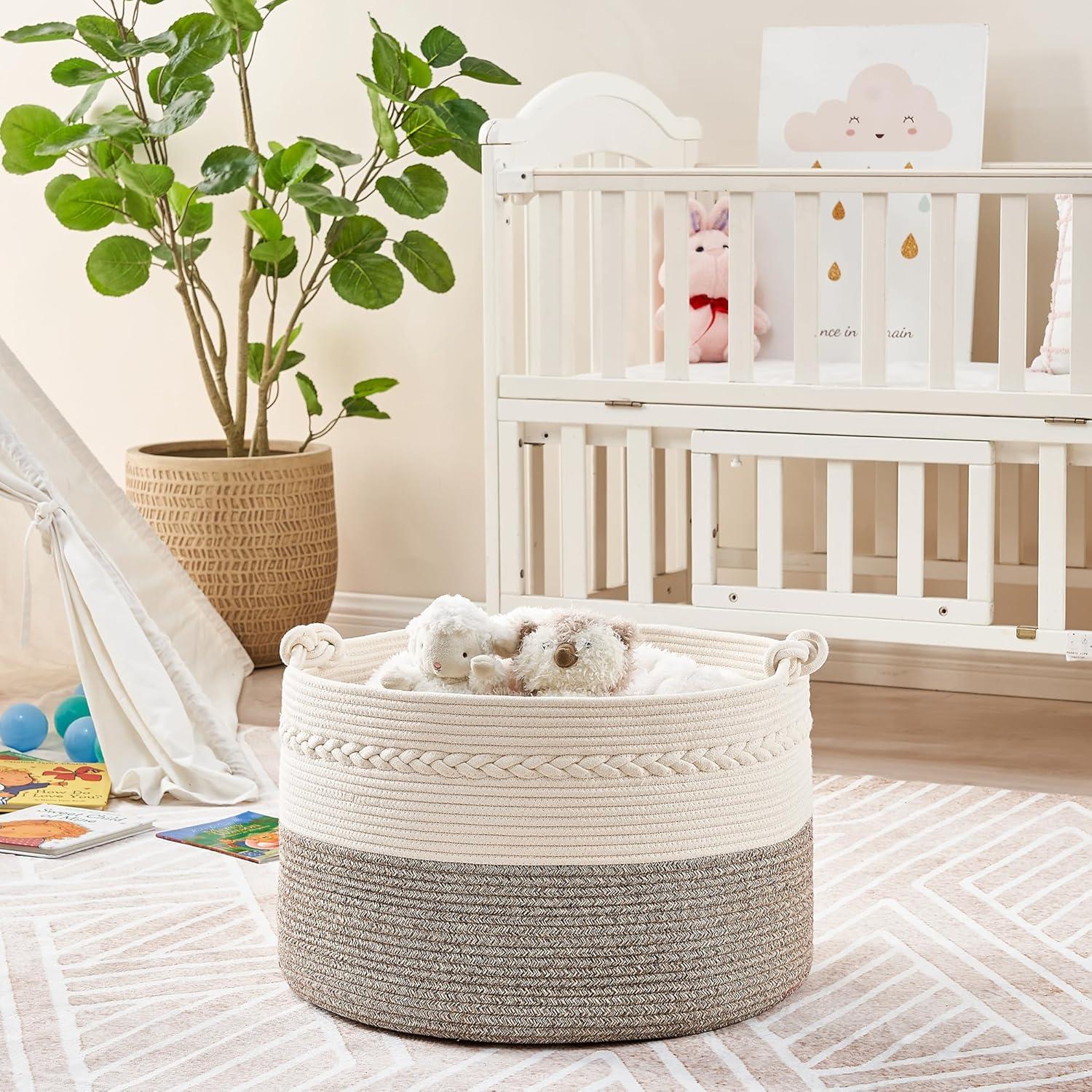 Cesta de Almacenamiento KAKAMAY 58L Algodón Beige 50.8cm