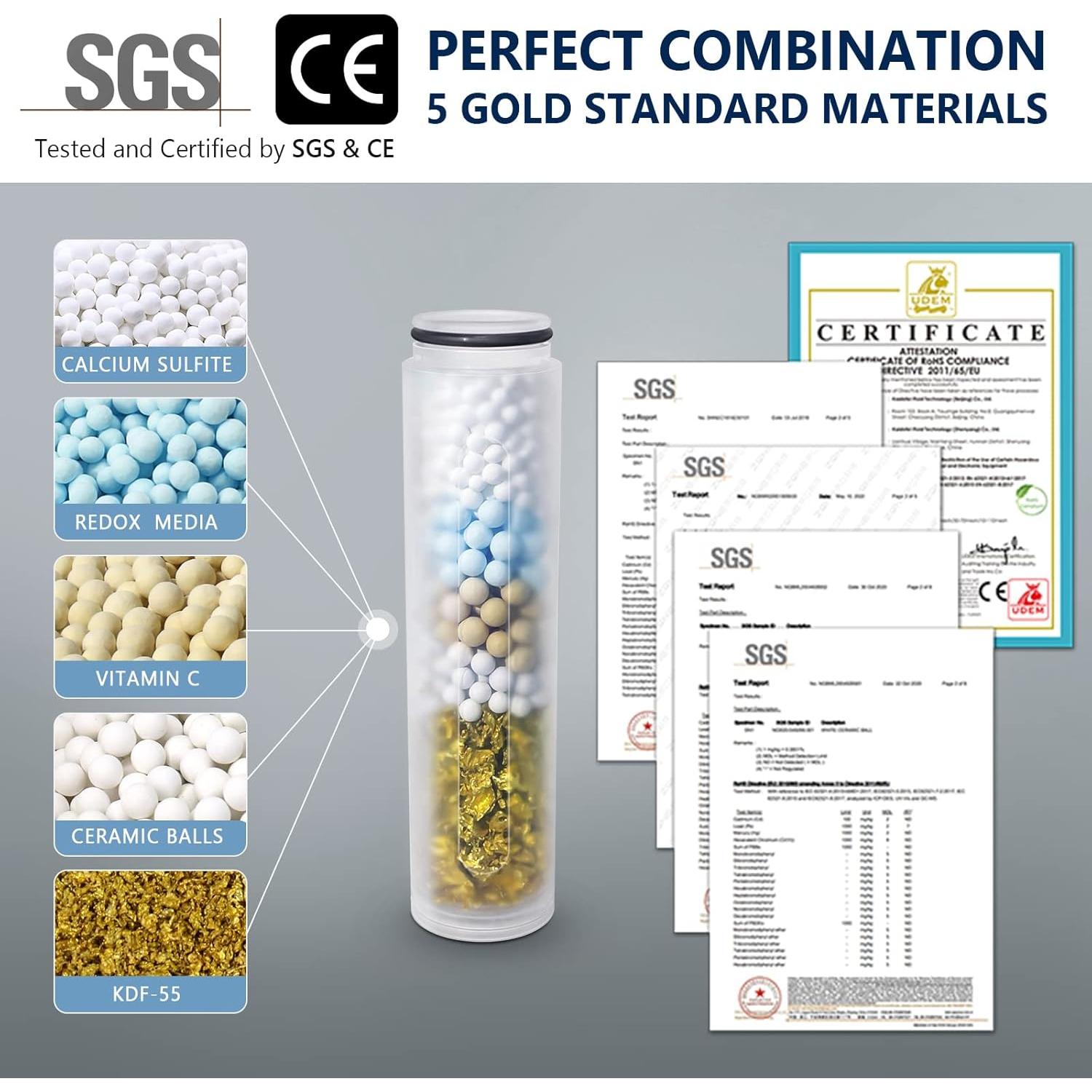 Filtro de Ducha KOSNEW KDF - Suavizador de Agua Dura 108g