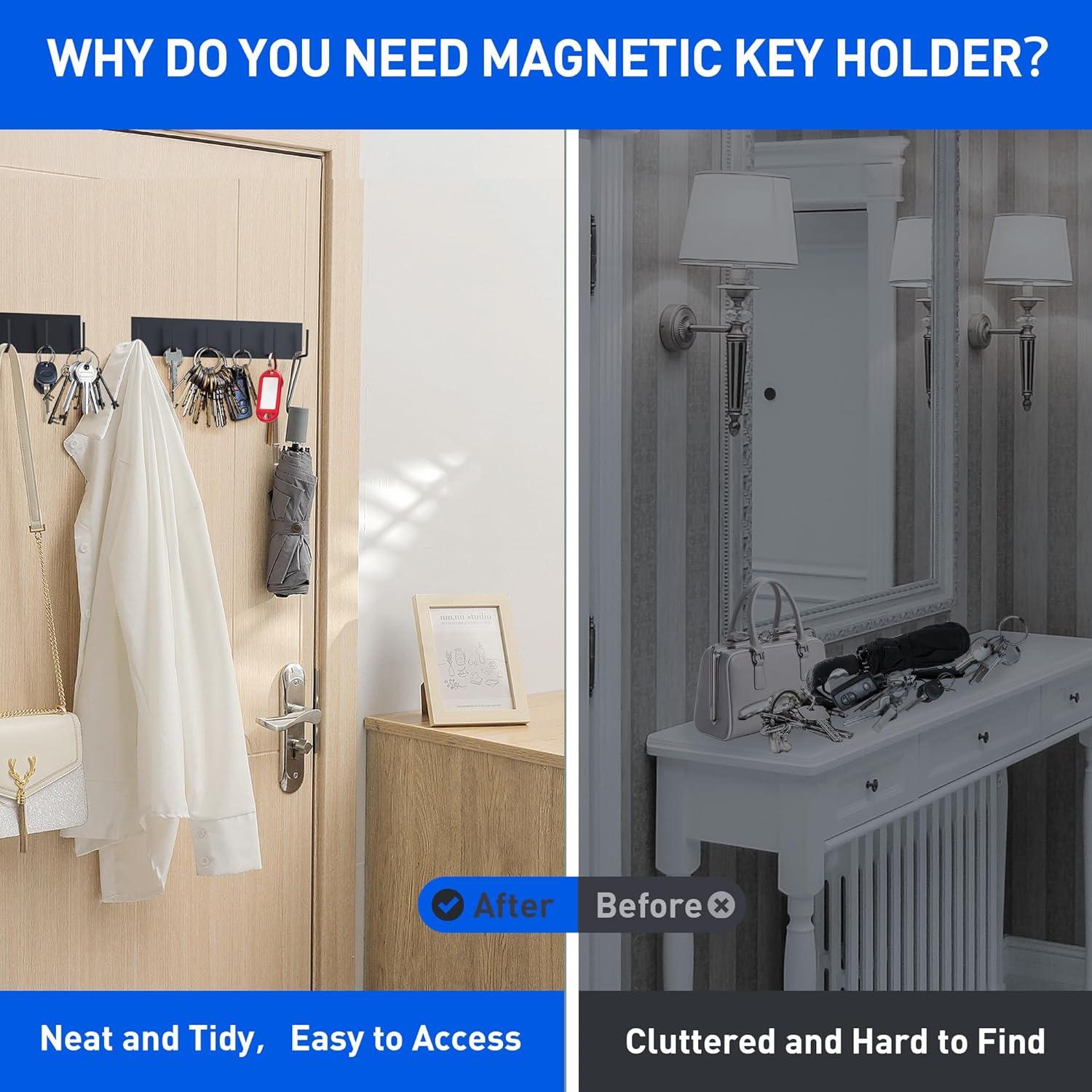 Soporte Magnético para Llaves Laowu 2 Piezas 6 Ganchos