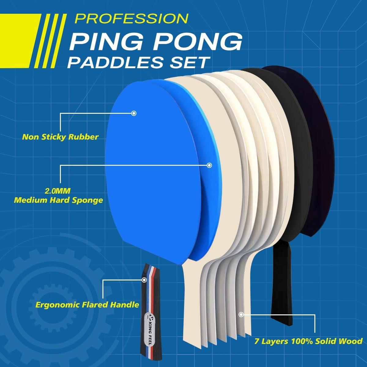 Juego de Palas de Ping Pong KINGFEEL 4 Palas y 8 Pelotas