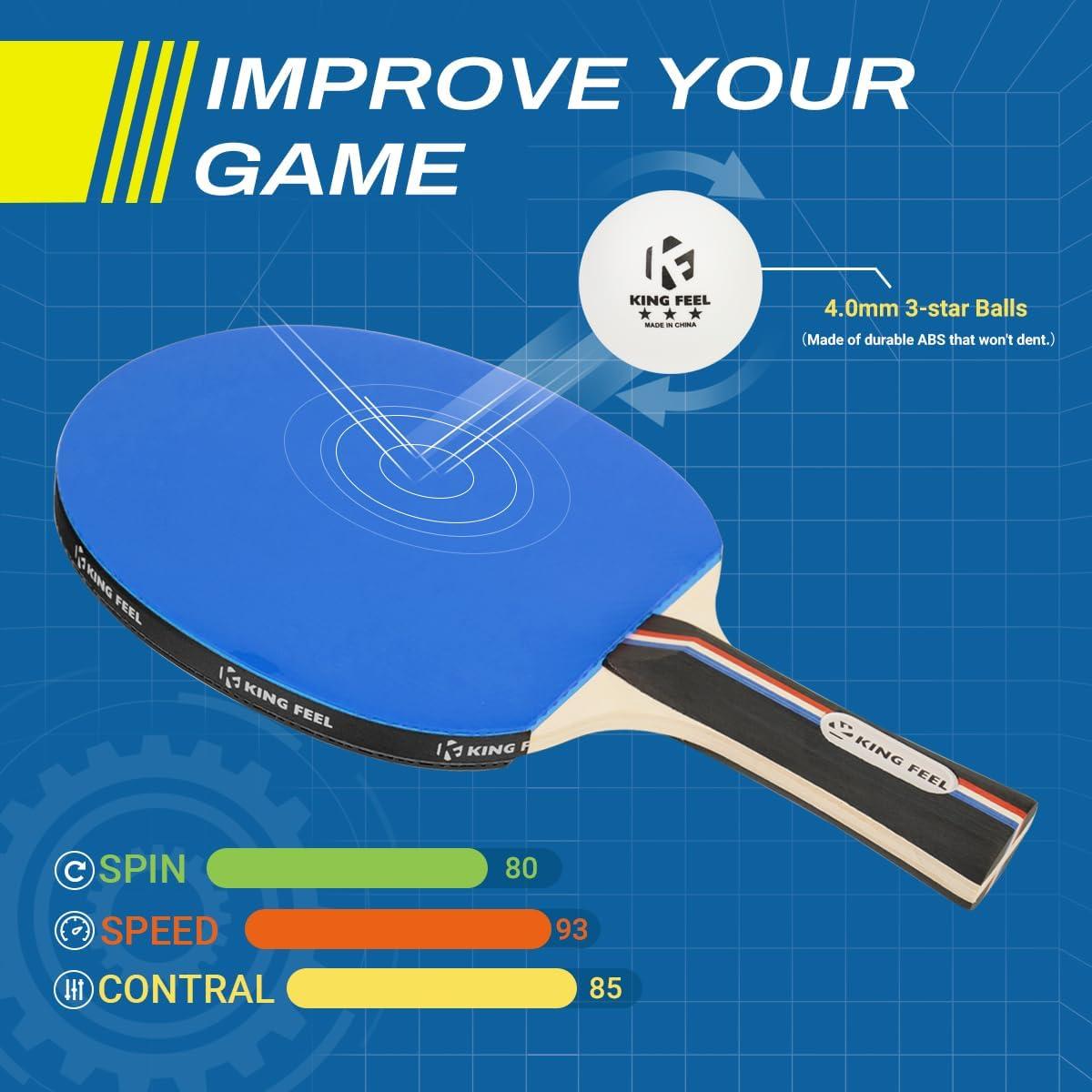 Juego de Palas de Ping Pong KINGFEEL 4 Palas y 8 Pelotas