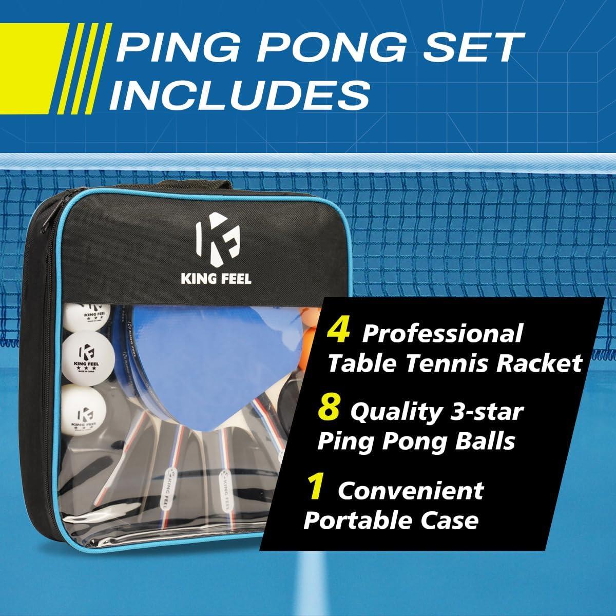 Juego de Palas de Ping Pong KINGFEEL 4 Palas y 8 Pelotas