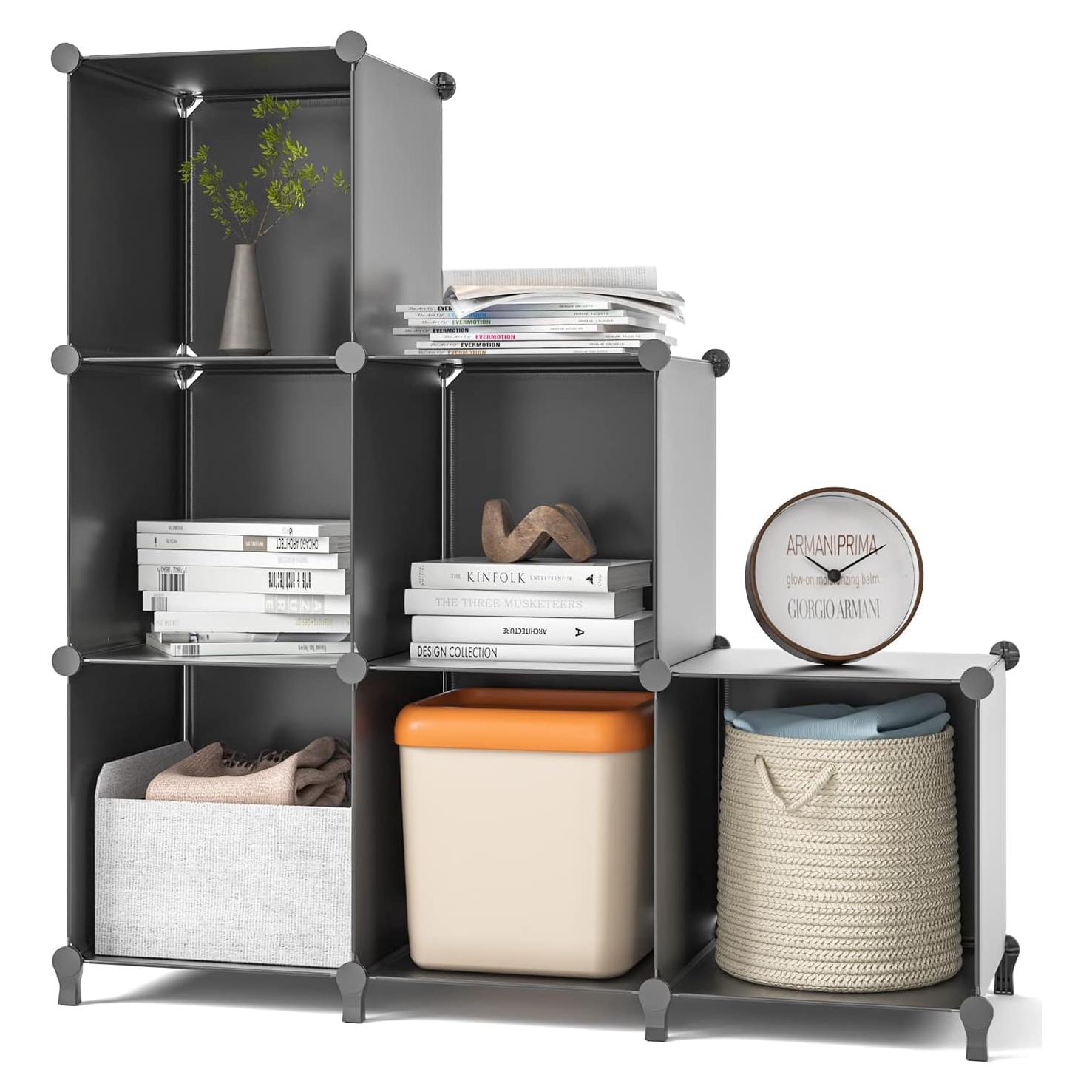 Organizador de Closet GIMTRR Estante Cubby 6 Cubos Negro