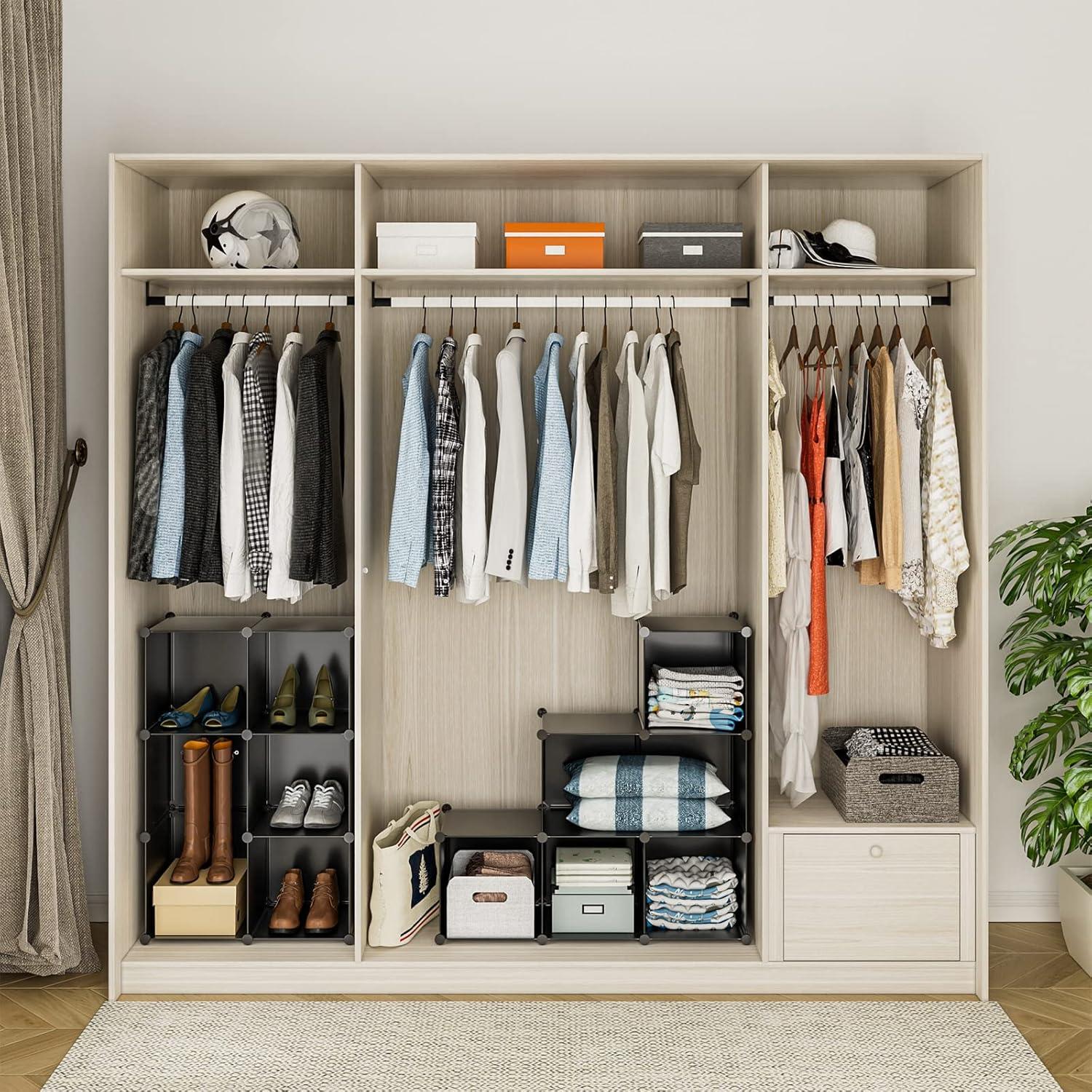 Organizador de Closet GIMTRR Estante Cubby 6 Cubos Negro