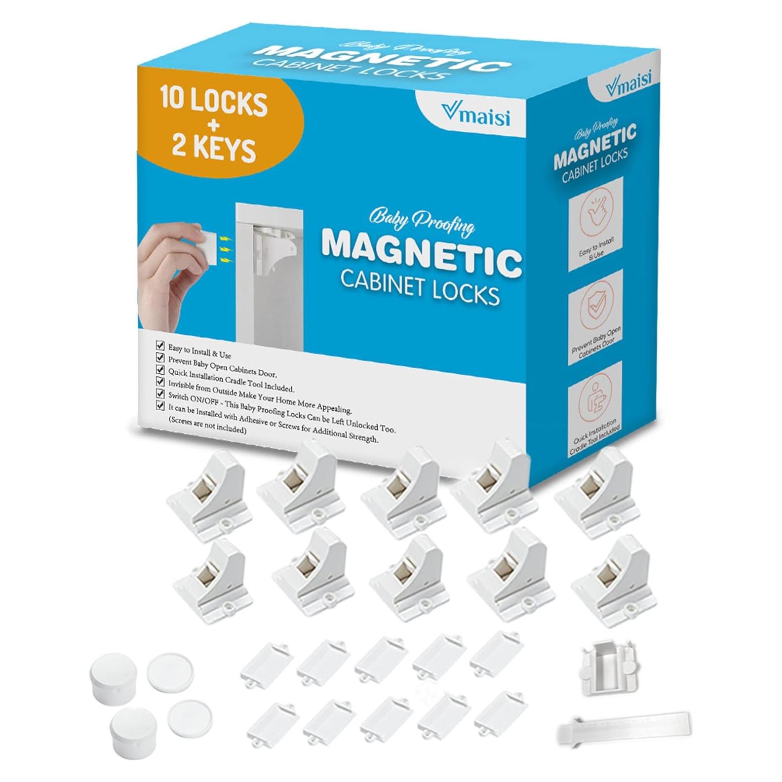 Cerraduras Magnéticas Adhesivas Vmaisi para Gabinetes - 10 Pzas